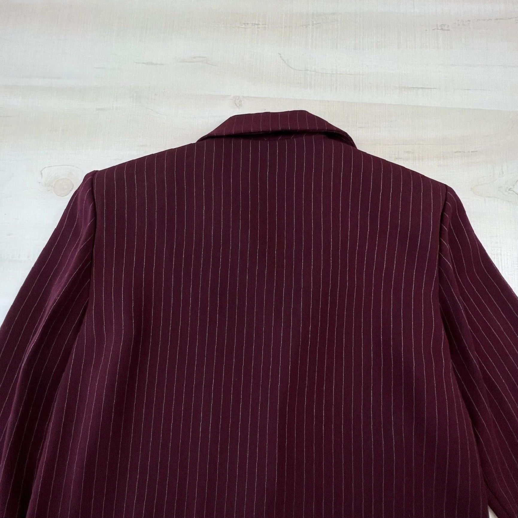 Vintage John Roberts Womens Blazer 6P Petite Red Long Sleeve Striped Business Jacket Size M / US 6-8 / IT 42-44 - 7 Thumbnail