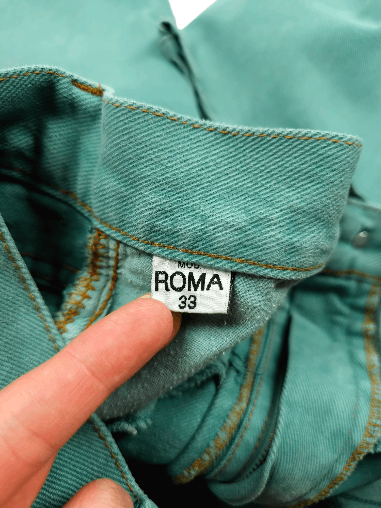 Japanese Brand × Vintage 💎 Size 33/30 Loose Straight Green Blue Denim Jeans Y2K Size US 33 - 12 Thumbnail