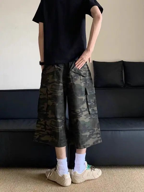 VIBE Vintage Multi-Pocket Camouflage Wide Leg Work Shorts Size US 30 / EU 46 - 3 Thumbnail