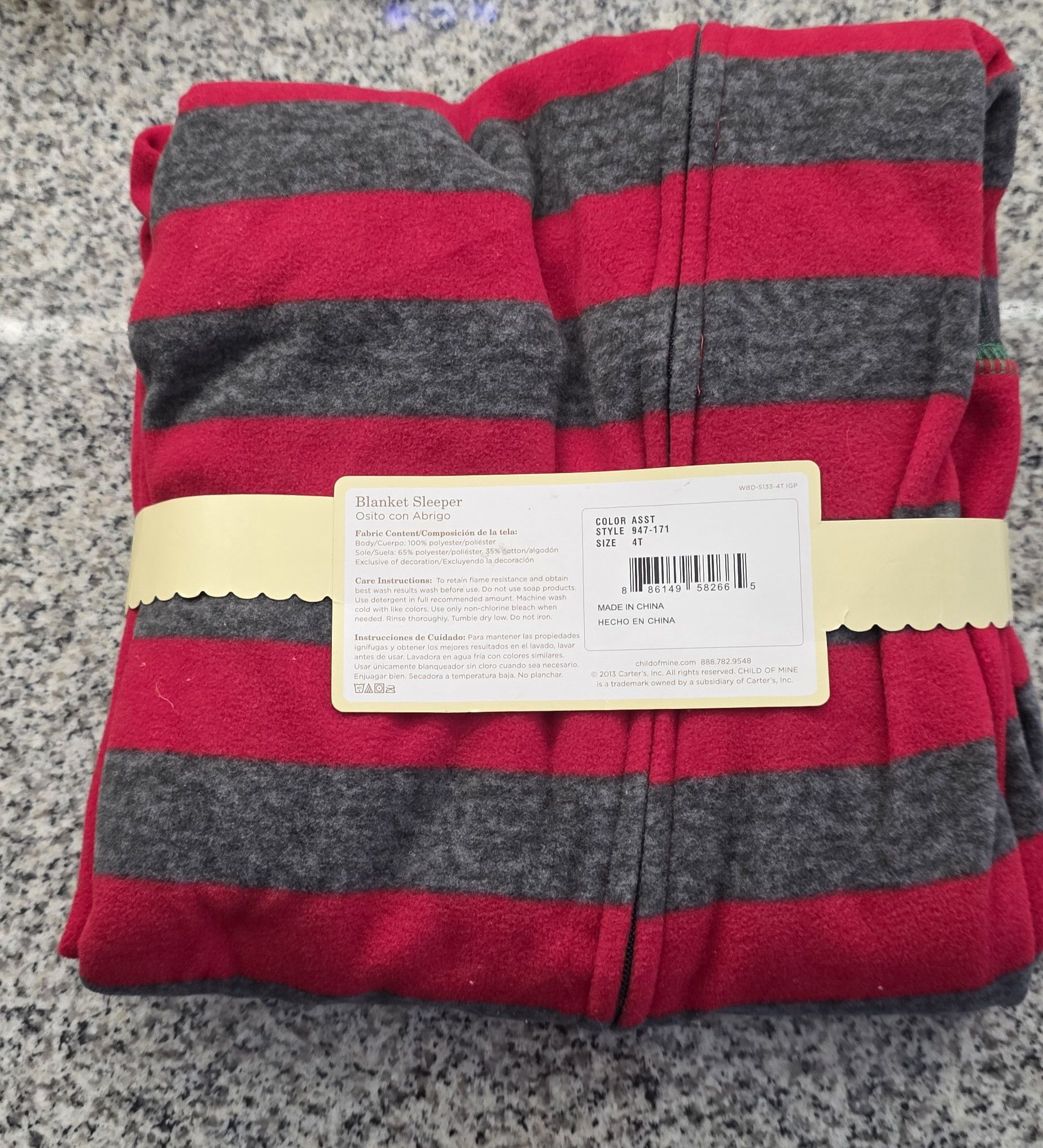 Other NWT Carter's Striped Santa Fleece Footed Pajama Footies 4T Size US XXS / EU 40 - 2 Thumbnail