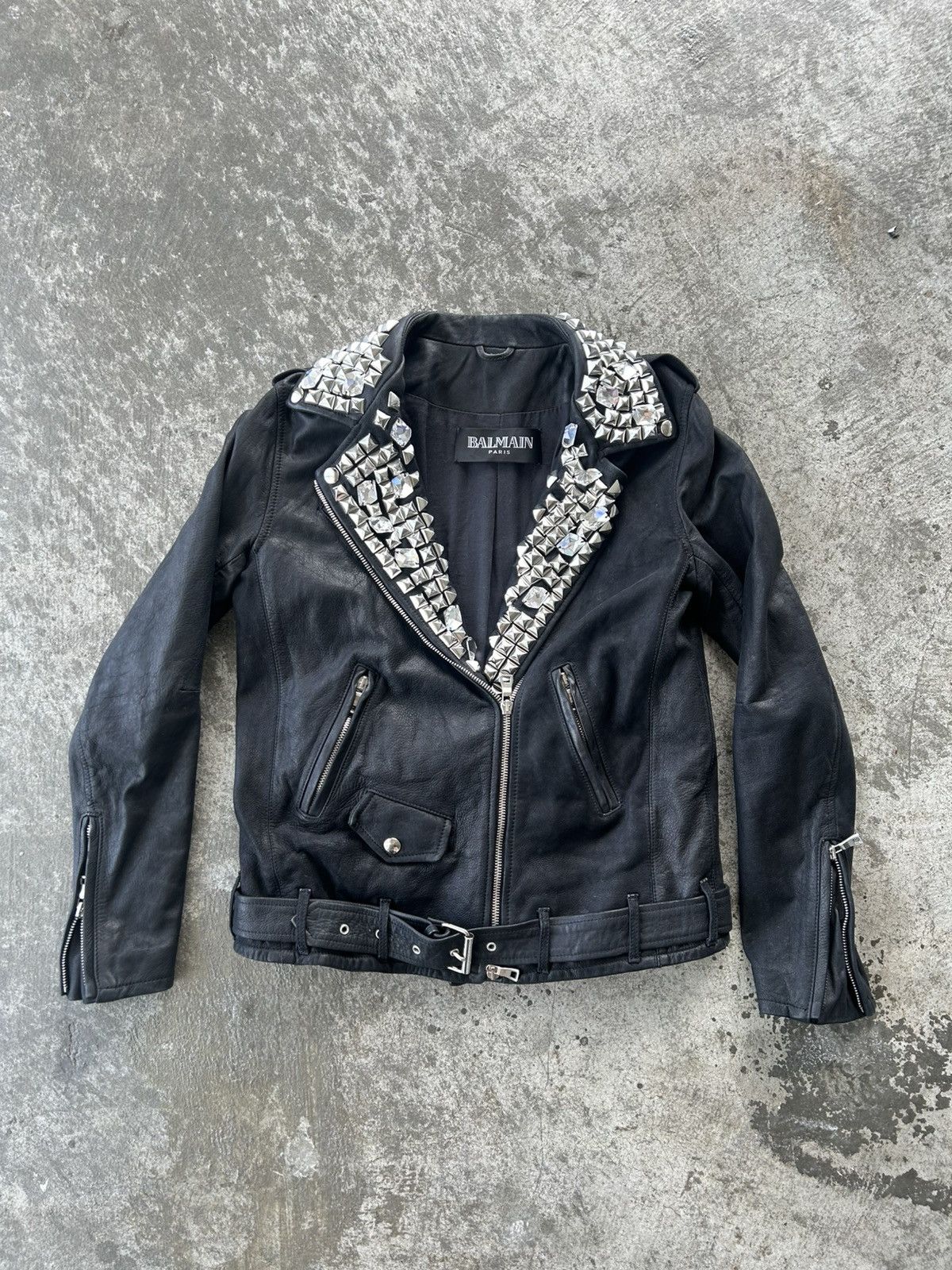 Balmain Balmain FW19 studded lambskin biker jacket | Grailed