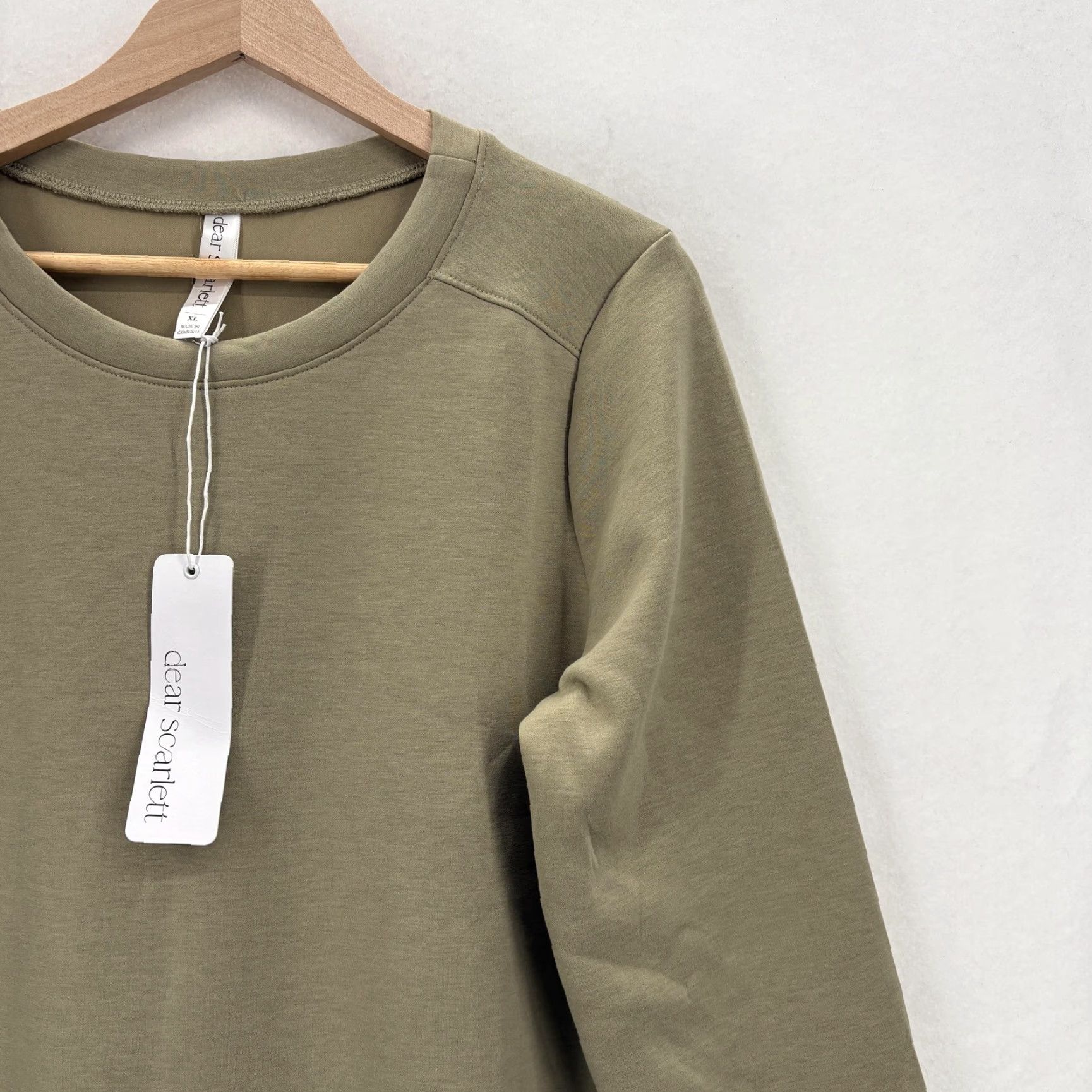 Vintage Dear Scarlett Dress Womens XL Green Knit Long Sleeve Sweatshirt Shift Casual NWT Size XL / US 12-14 / IT 48-50 - 2 Thumbnail