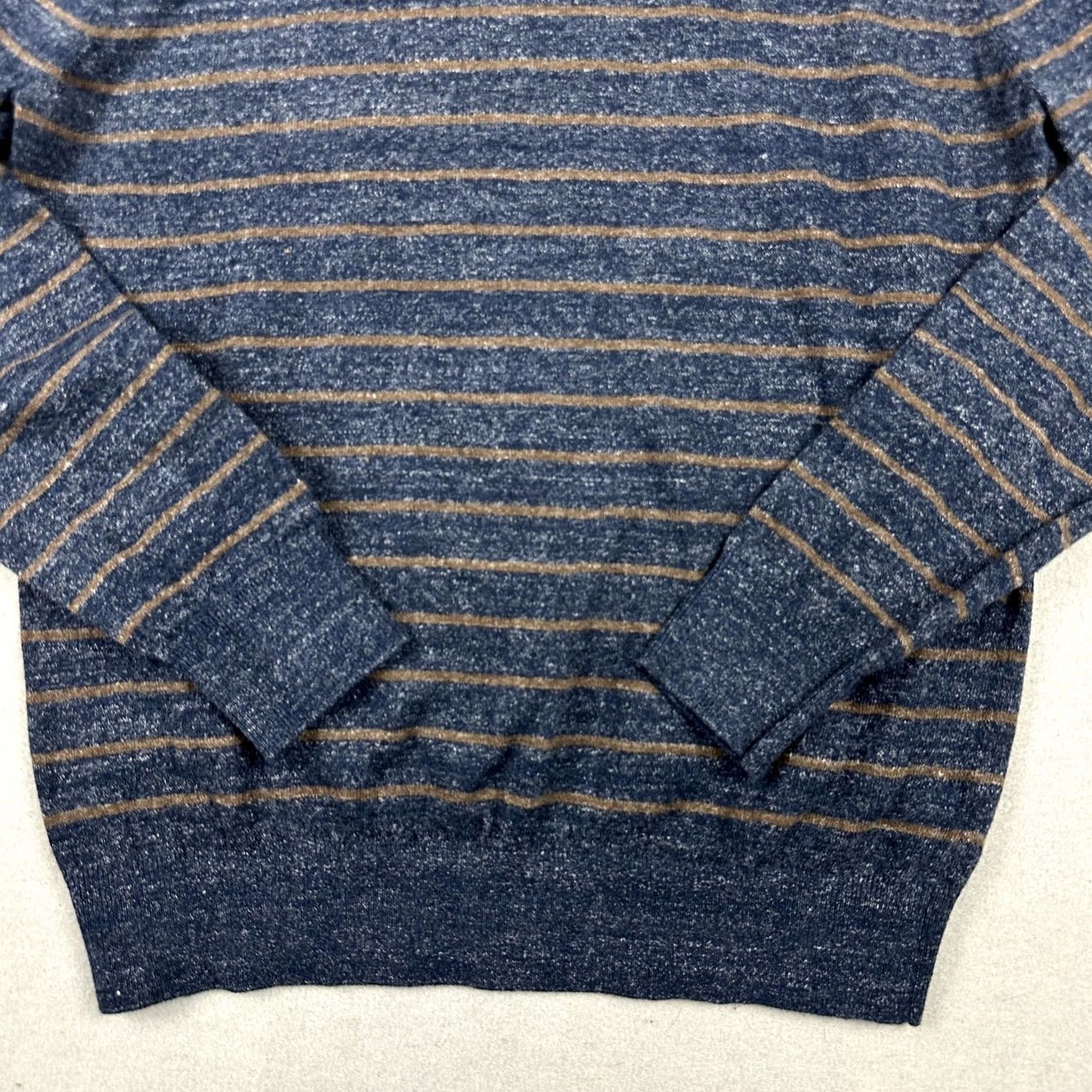 Faherty Faherty Sweater Mens Medium Blue Brown Stripe Cotton Crewneck Pullover Knit M Size US M / EU 48-50 / 2 - 3 Thumbnail