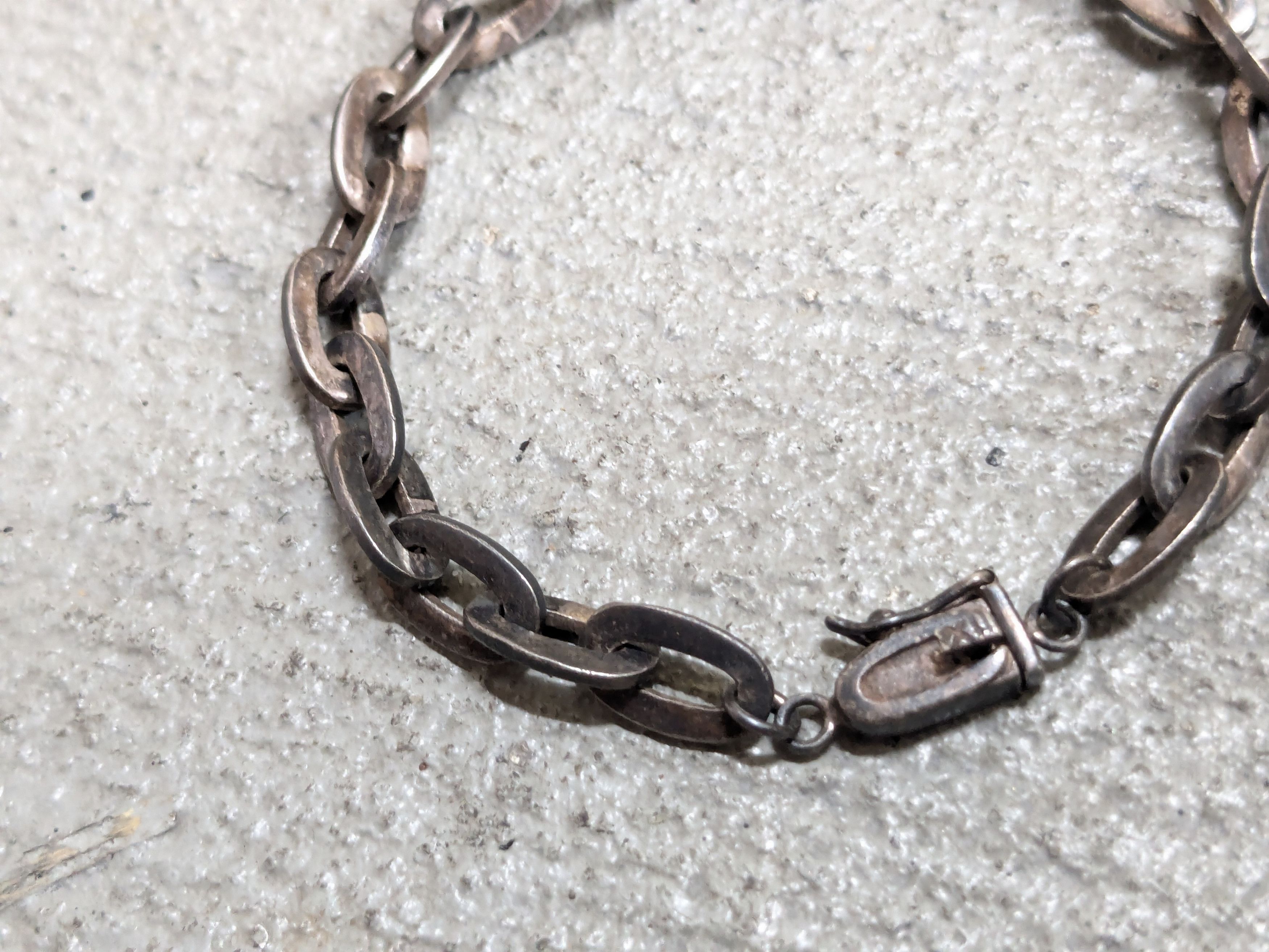 Jewelry Vintage Sterling Silver Bracelet Oval 7" Chain Link Size ONE SIZE - 2 Thumbnail