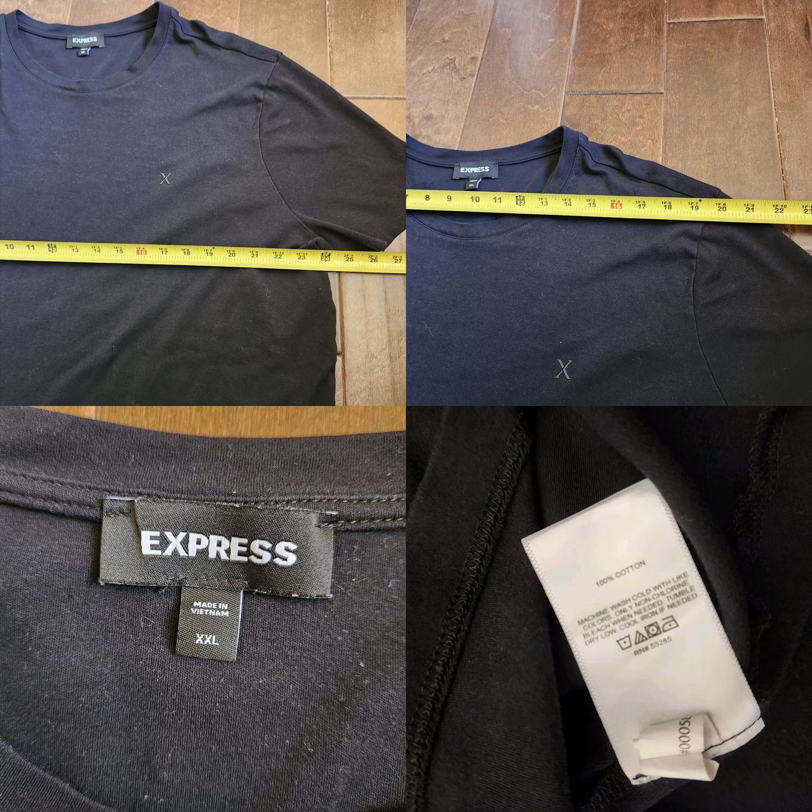 Express Express Men's Black T-Shirt 2XL Short Sleeve Round Neck Cotton Shirt Mens Regular Size 2XL Black Solid Tee VectorSuitable for Fall Spring Summer Size US XXL / EU 58 / 5 - 9 Thumbnail