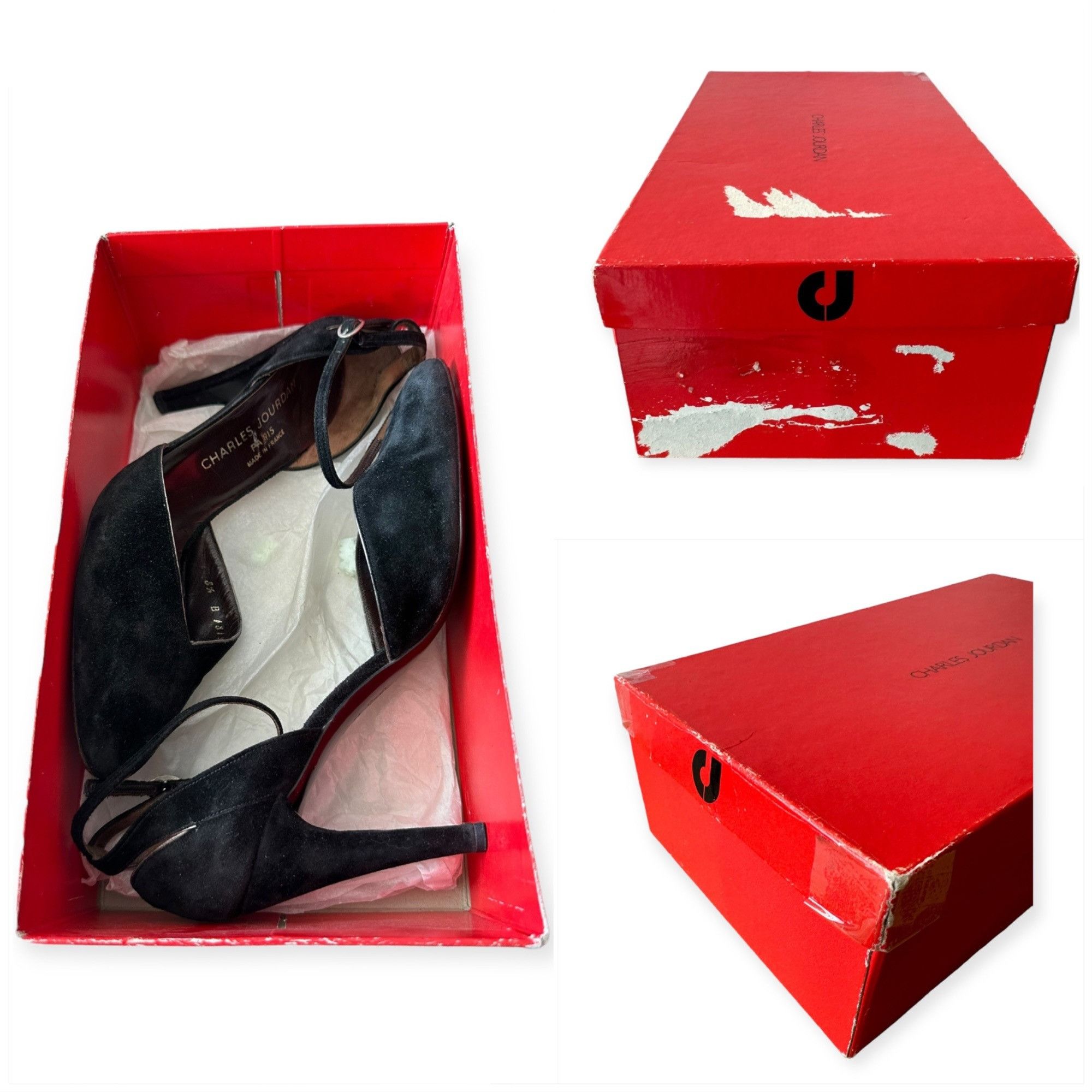 Charles Jourdan Vintage Charles Jourdan Black Suede Ankle Strap Pumps, 8.5 Size US 8.5 / IT 38.5 - 9 Thumbnail