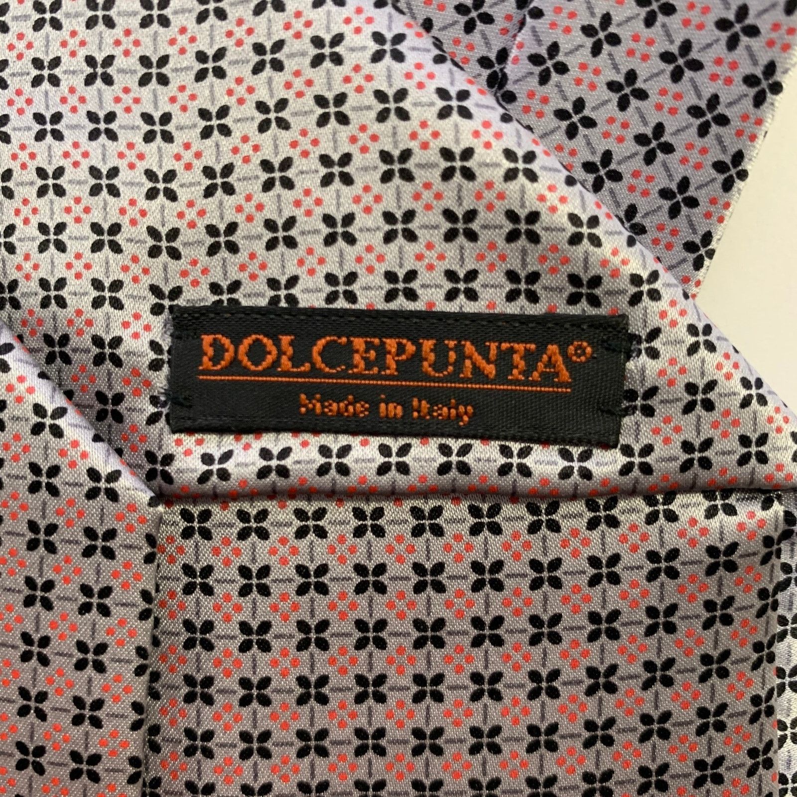 Dolcepunta DOLCEPUNTA Silver Red Floral Silk Tie Size ONE SIZE - 3 Thumbnail