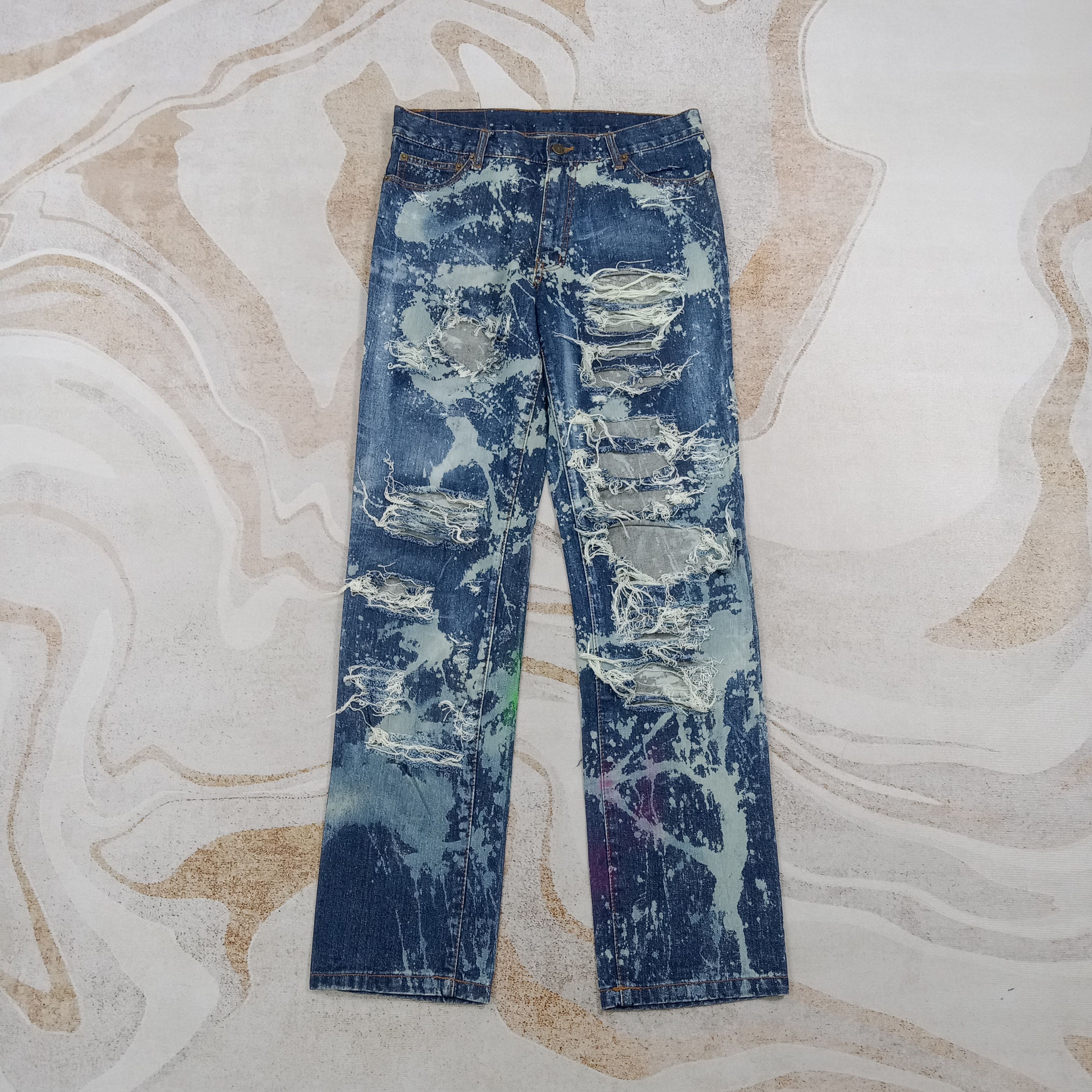 Vintage D/EX Denim Exchange Distressed Rare Denim Jeans C272N2 Size US 33 - 1 Thumbnail