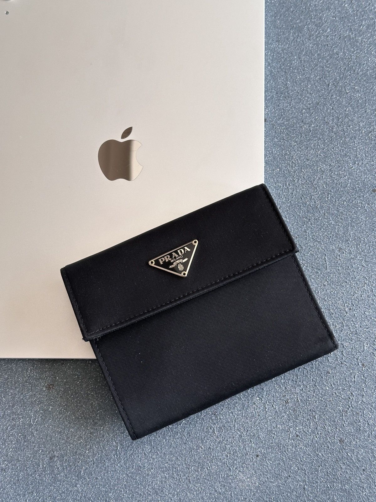 Prada PRADA Triangle Logo Tessuto and Saffiano Tri-Fold Wallet Size ONE SIZE - 3 Thumbnail