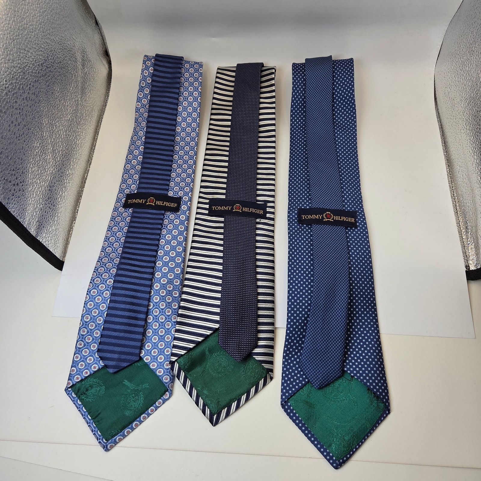 Tommy Hilfiger Tommy Hilfiger 100% Silk Ties Lot of 3 USA 3.75” Blue Size ONE SIZE - 6 Thumbnail