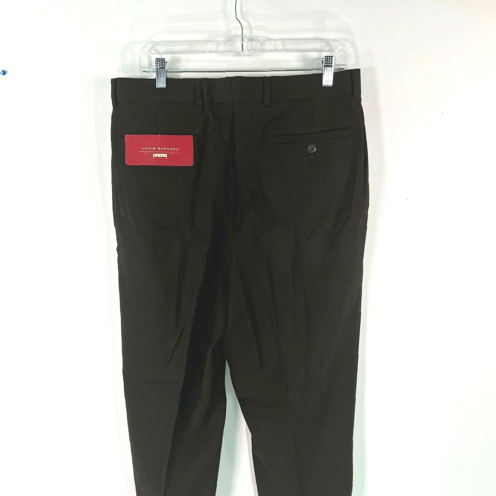 Vintage Louis Raphael Mens Dress Pant Cuffed Mid Rise Chocolate Brown 34X30 Pants Straight Leg 65% Polyester 35% Worsted Wool Included Pockets Belt Loops Size US 40 / EU 56 - 4 Thumbnail