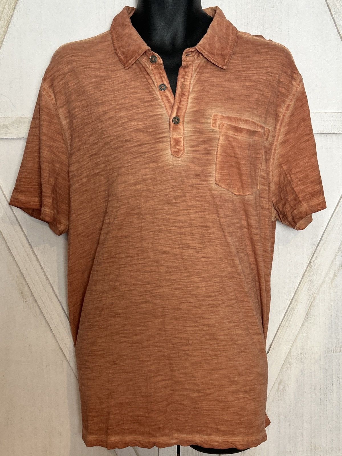 Rock & Republic Rock & Republic Men’s Polo Henley Shirt XL Rust Orange 0013 Size US XL / EU 56 / 4 - 1 Thumbnail