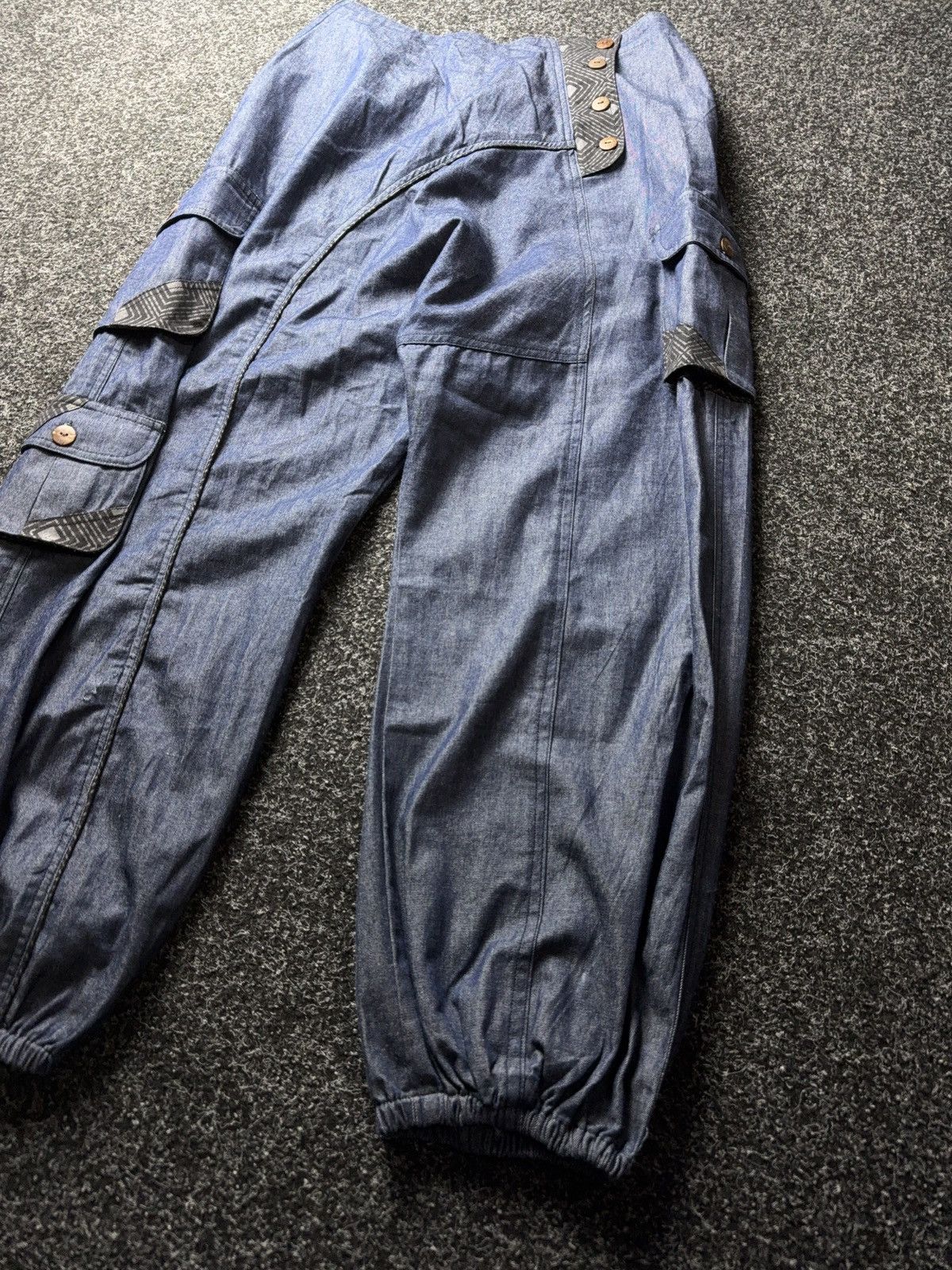 Avant Garde Japanese Denim Cargo Utility Asymmetric Pants