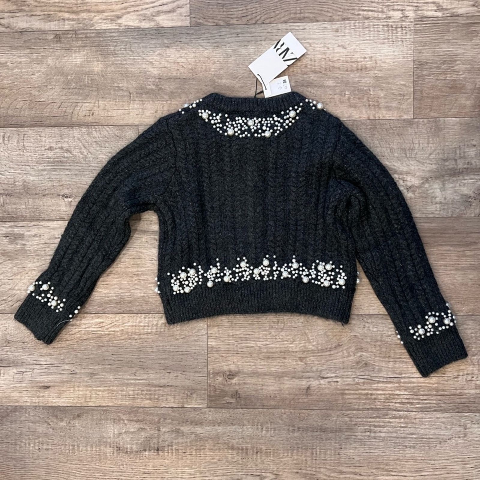 Zara ZARA Pearl Wool-Blend Cardigan Gray NWT L Size L / US 10 / IT 46 - 17 Thumbnail