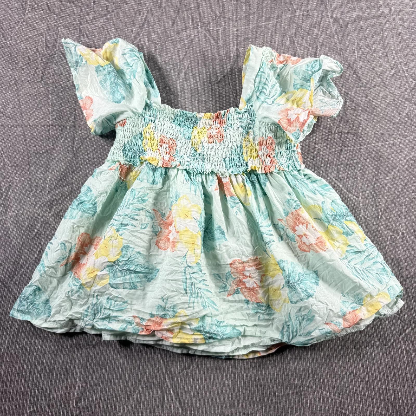 Other Janie and Jack Shirt Kid's 7Y Teal Hibiscus Smocked Green Size US XXS / EU 40 - 5 Thumbnail