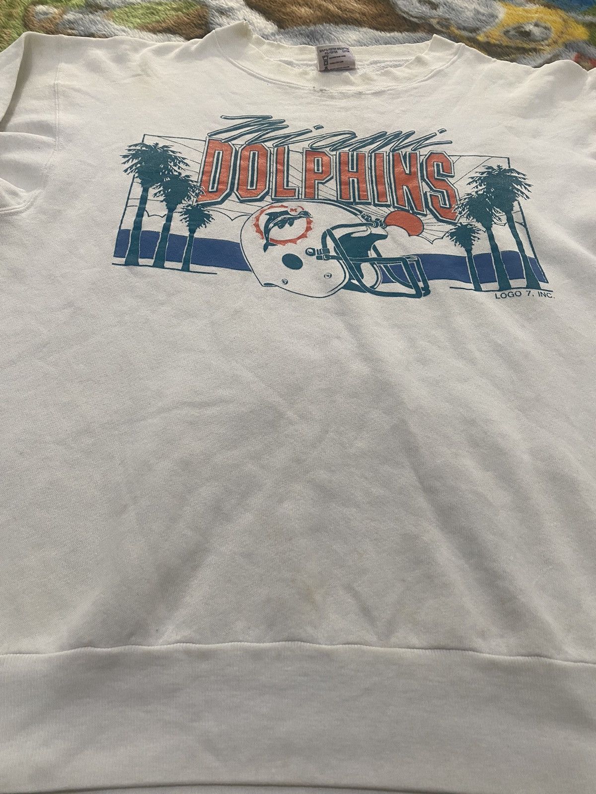 NFL VINTAGE 80s MIAMI DOLPHIN NFL BIG LOGO SWEATSHIRT ONEITA TAG Size US L / EU 52-54 / 3 - 2 Thumbnail