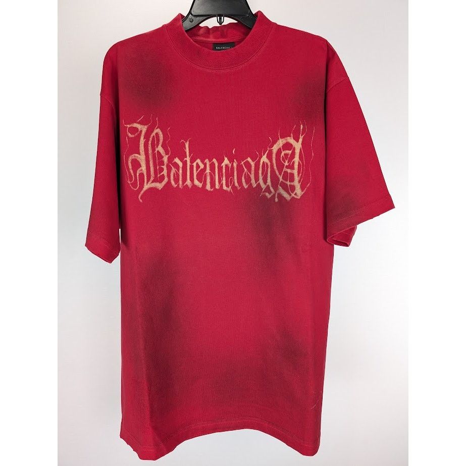 Balenciaga o1rshd1 Heavy Metal T-Shirt in Red Size US M / EU 48-50 / 2 - 2 Thumbnail