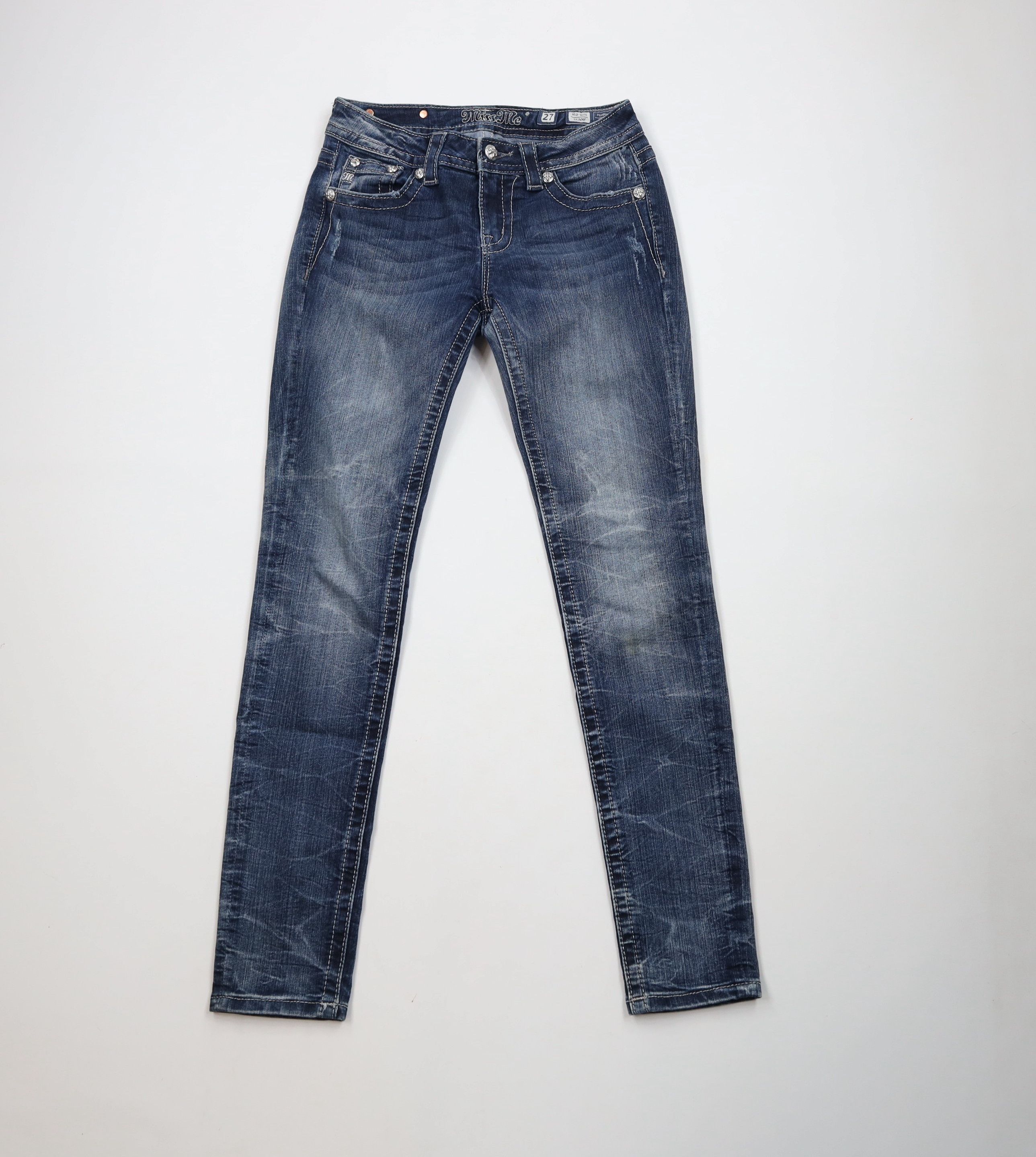 Miss Me Miss Me Thick Stitch Angel Wings Mid Rise Skinny Denim Jeans Size 27" / US 4 / IT 40 - 1 Thumbnail