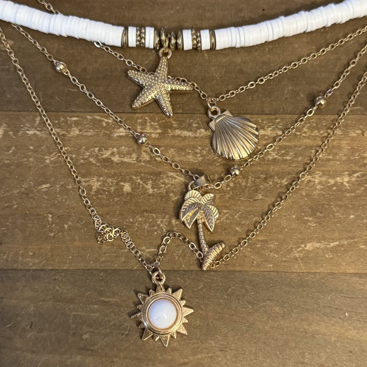 Other Layered multi chain gold tone beach them pendants necklace Size ONE SIZE - 4 Thumbnail