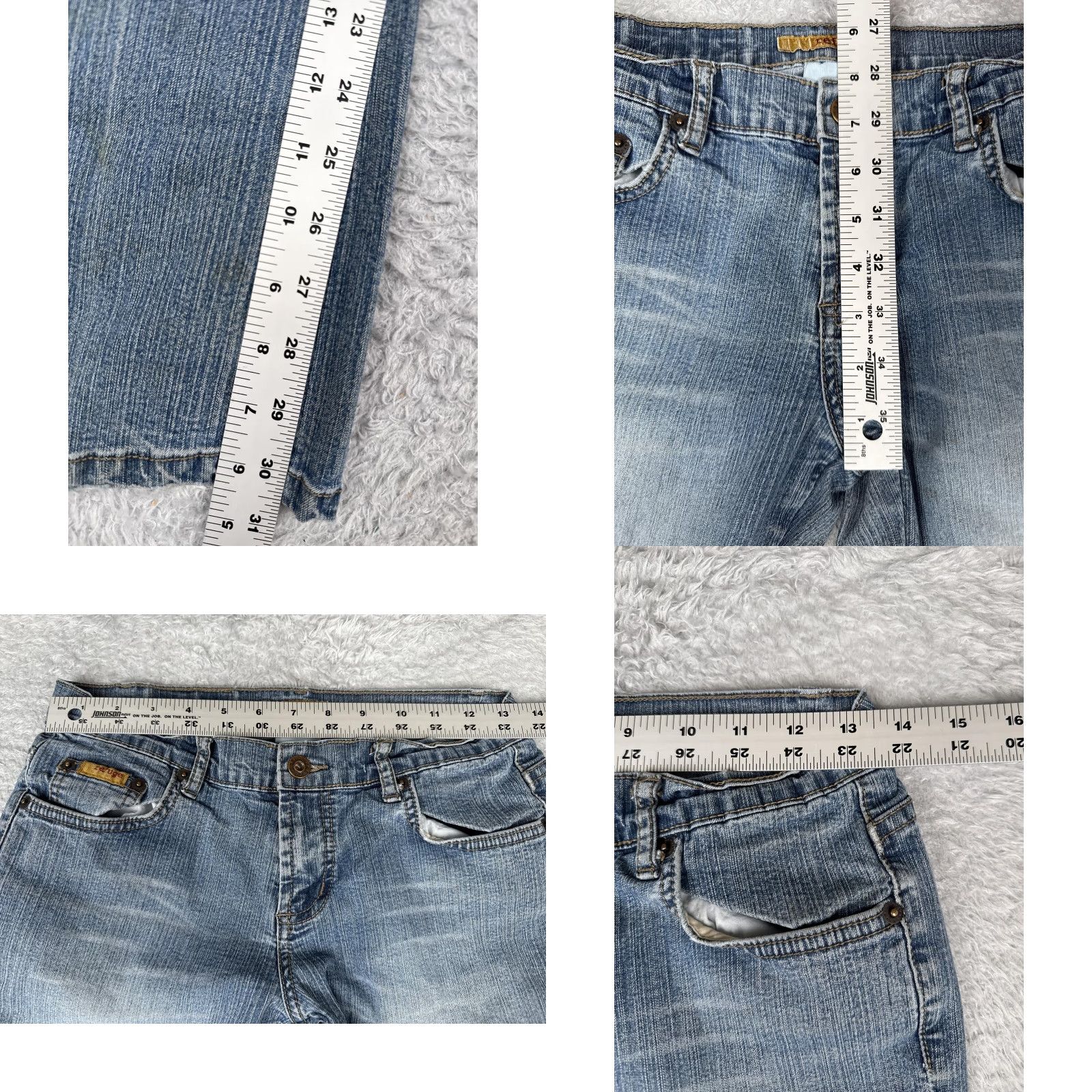Denime Refuge Jeans Bootcut Denim 7 Womens Juniors Regular 31in Blue Distressed 5-Pocket Jeans Women Size 28" / US 6 / IT 42 - 8 Thumbnail