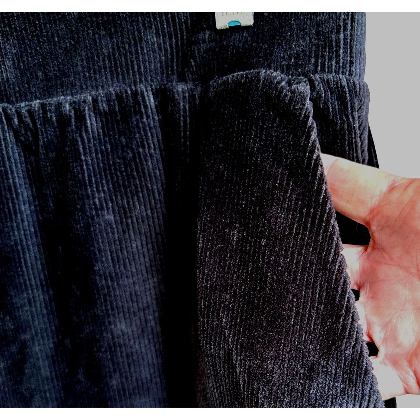 Lands' End Lands End Black Corduroy Skirt Medium 10-12 Elastic Stretch Size 33" - 4 Thumbnail