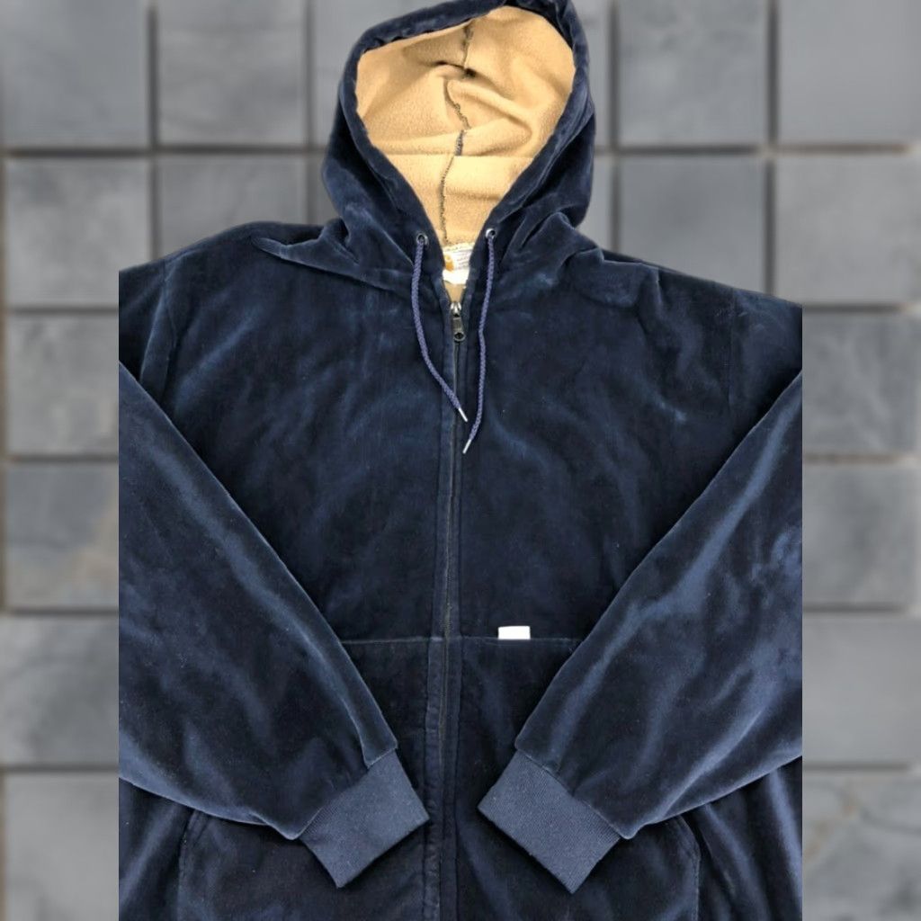Carhartt VINTAGE Carhartt Mens Velour Hooded Jacket Blue L Made In USA Fleece Lined Chore Jacket Mens Jacket 1980s | Carhartt VINTAGE Hooded Jacket Blues Size US L / EU 52-54 / 3 - 1 Thumbnail