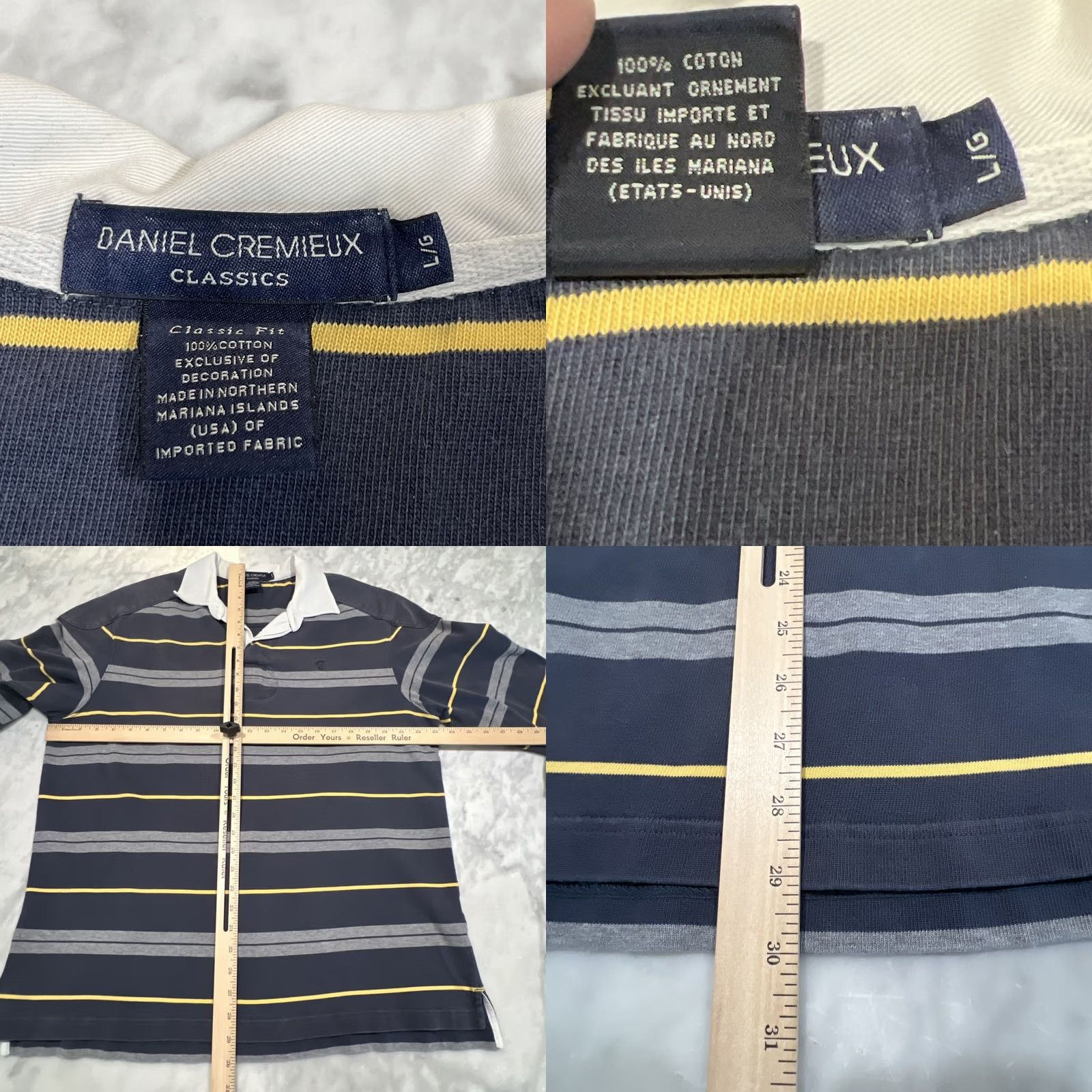 Cremieux VINTAGE Daniel Cremieux Rugby Shirt Men L Padded Long Sleeve Stripes USA Mens Size US L / EU 52-54 / 3 - 8 Thumbnail