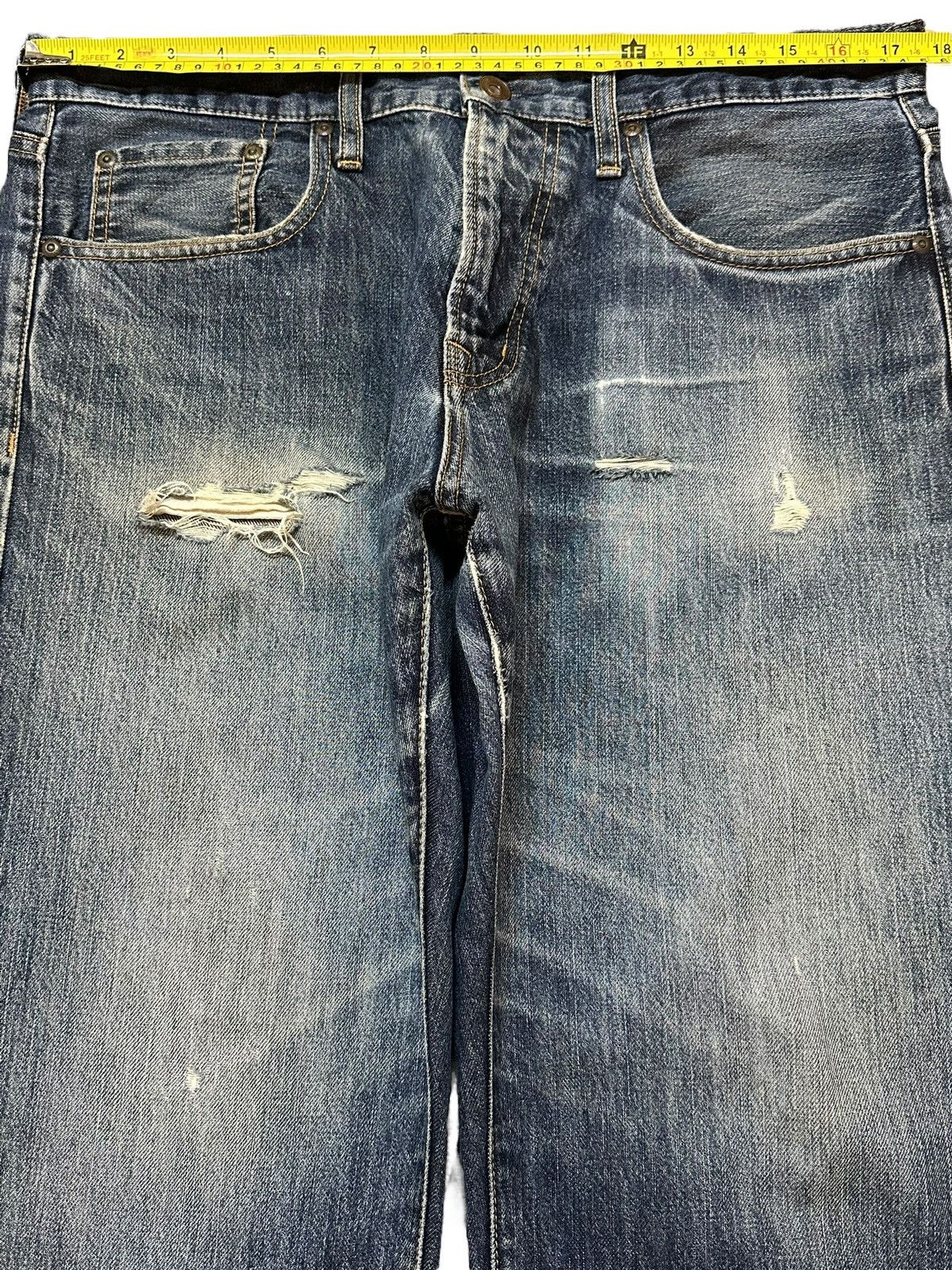 GU Vintage Japanese Brand GU Faded Wash Distressed Baggy Jeans Size US 34 / EU 50 - 11 Thumbnail