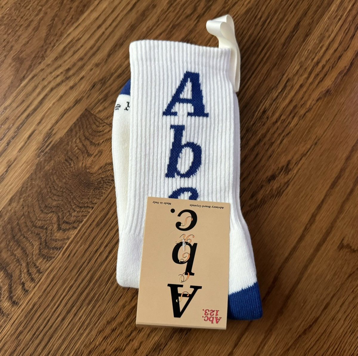 Advisory Board Crystals ITALY MADE ABC Socks White Blue ABC. 123 Cream Size ONE SIZE - 1 Thumbnail