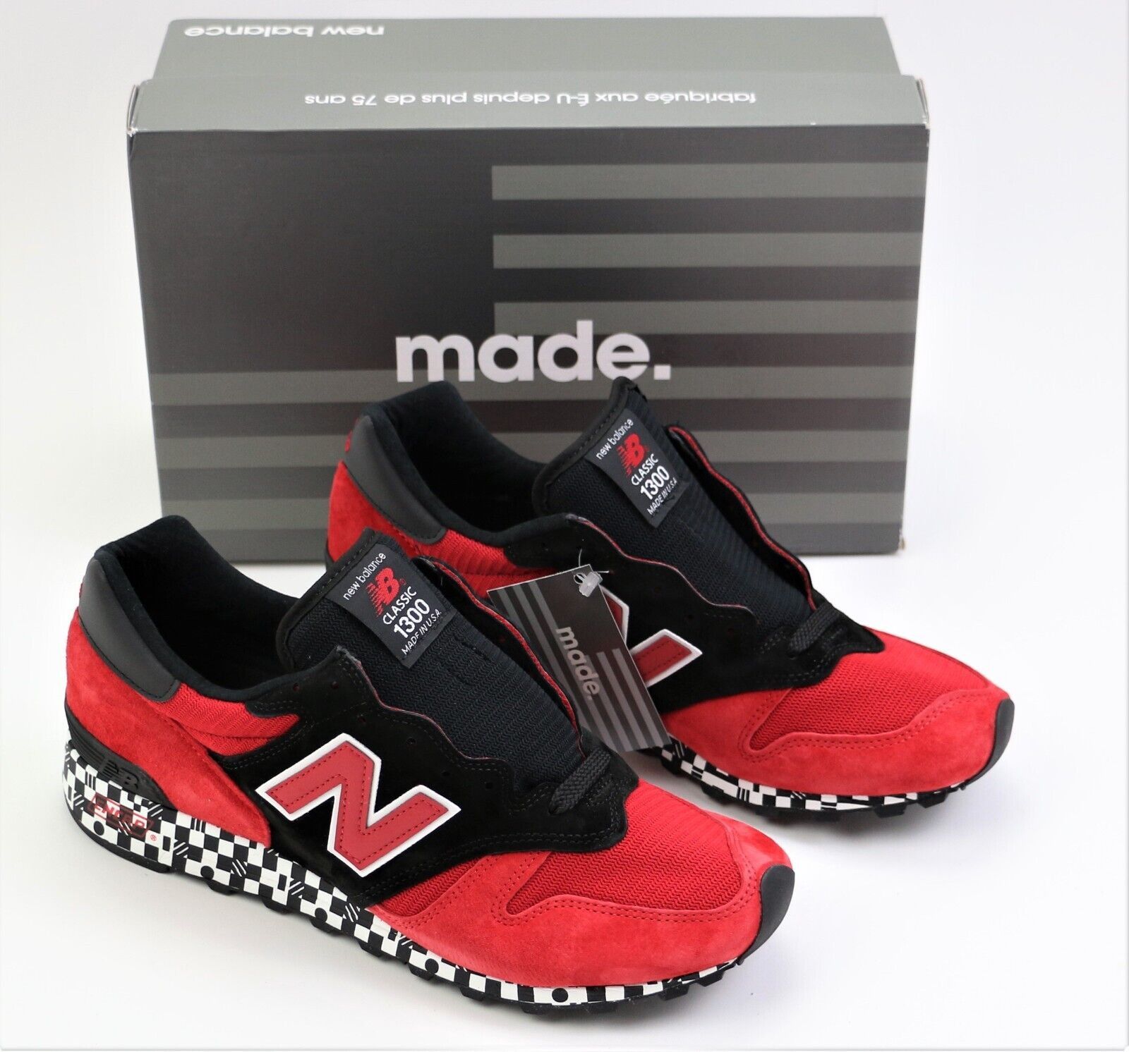 image of New Balance 1300 Made In Usa Tokyo Harajuku Pack Shoes in Red/Black, Men's (Size 8)