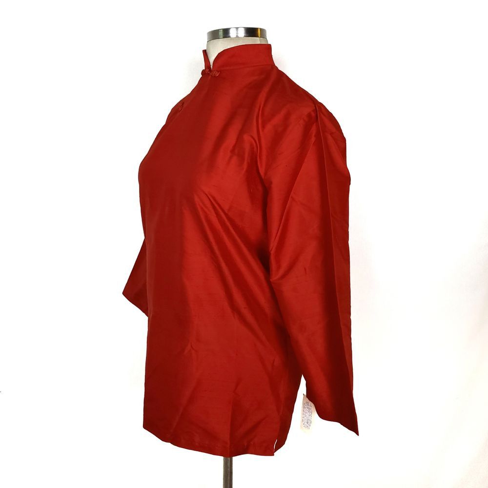 Halston Halston Red Silk Chinese Style Top M NWT Designer 80s 90s Size M / US 6-8 / IT 42-44 - 2 Thumbnail