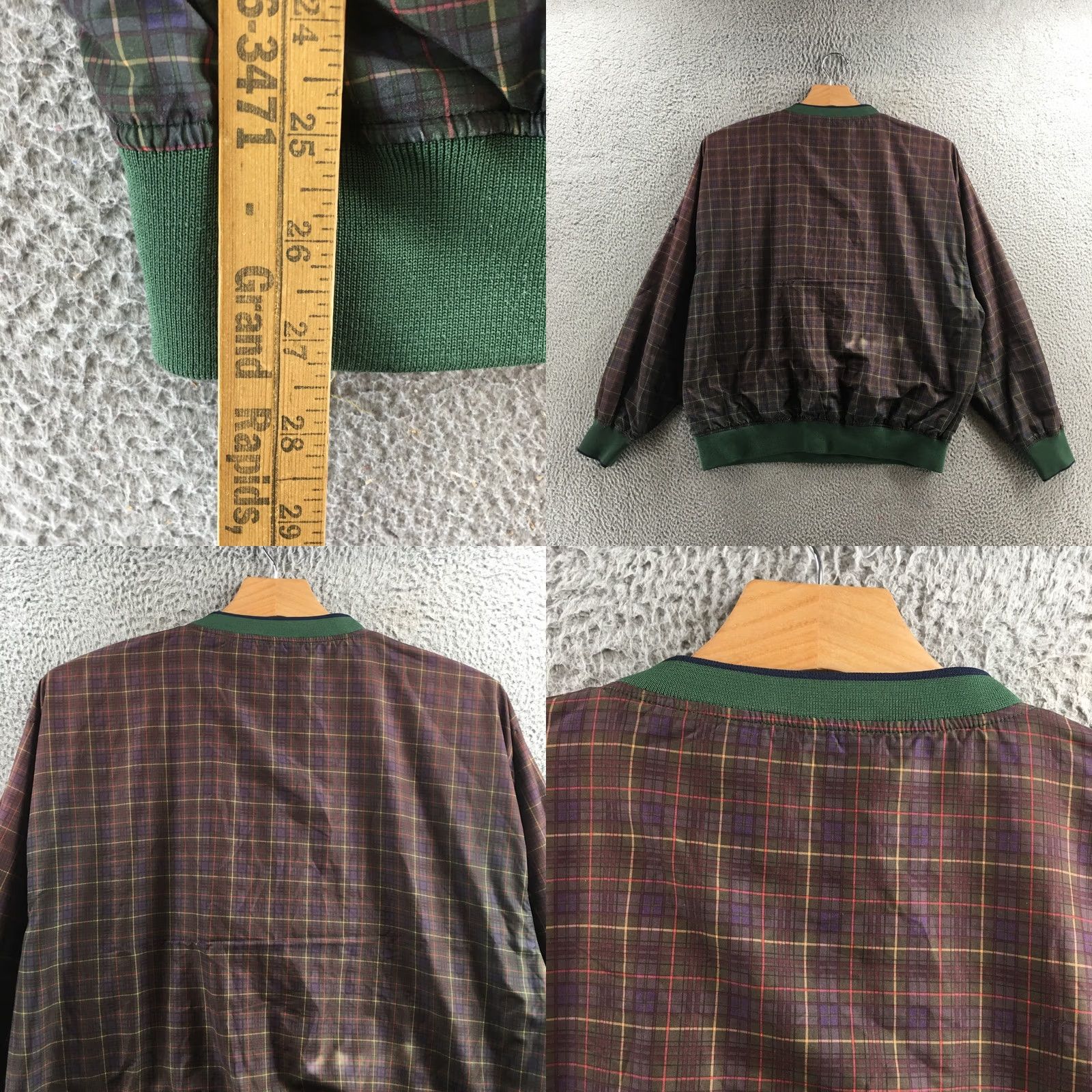Vintage Cabela's Jacket Mens XL Green Plaid V-Neck Pullover Windbreaker Ribbed Trim Shirt Size US XL / EU 56 / 4 - 8 Thumbnail