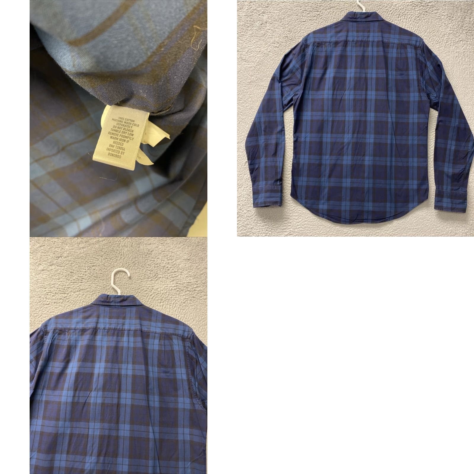 Bonobos VINTAGE Bonobos Men's Shirt Long Sleeve Button-Down Blue Aqua Plaid Medium Slim Fit Size US M / EU 48-50 / 2 - 8 Thumbnail