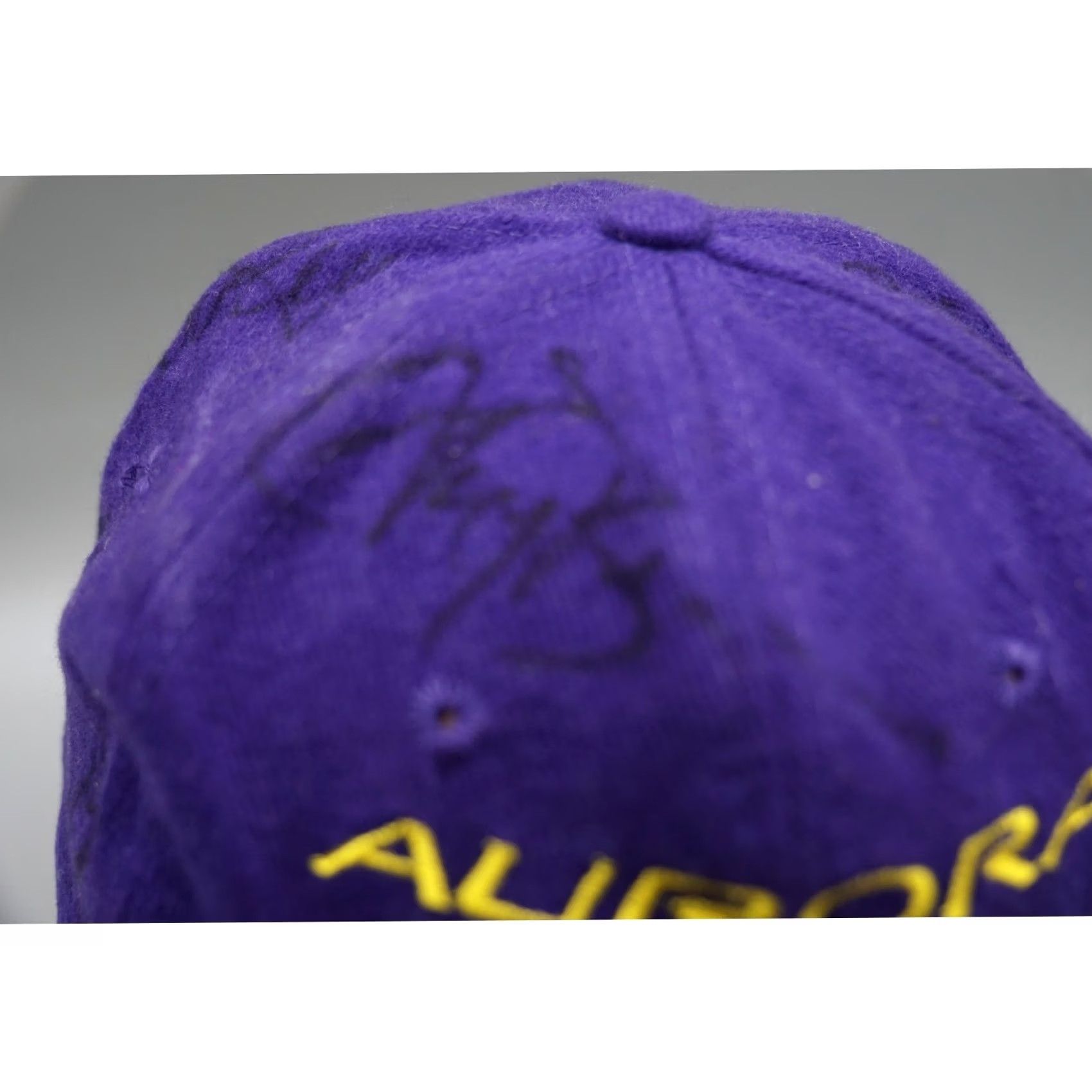 Vintage VINTAGE KC Caps Aurora V8 Hat Purple Signed Darrin Brassfield Autographed 90s Mens Size ONE SIZE - 4 Thumbnail