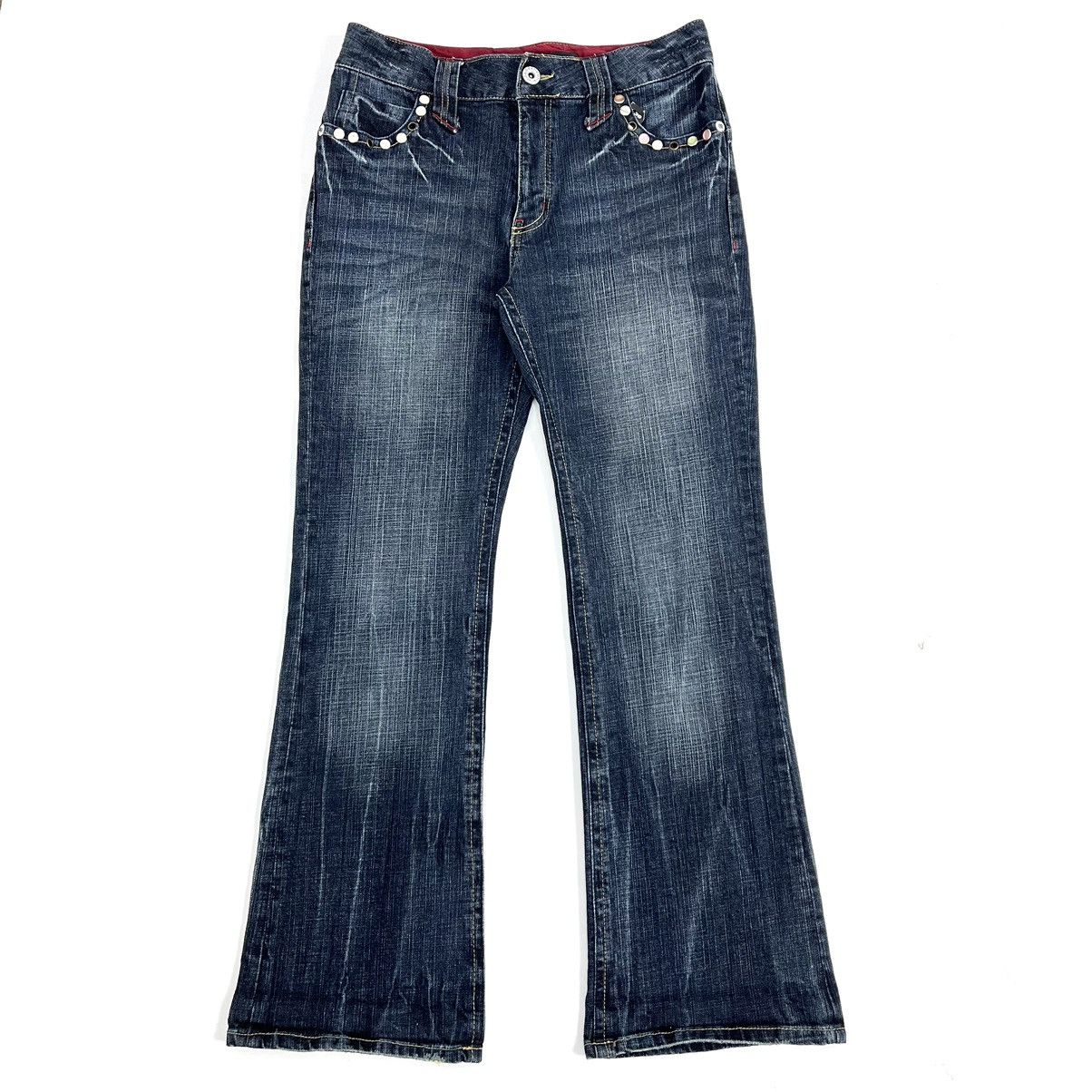 If Six Was Nine × Japanese Brand 2000s Oririn Faded Studded Bootcut Flared Jeans Size US 30 / EU 46 - 1 Thumbnail
