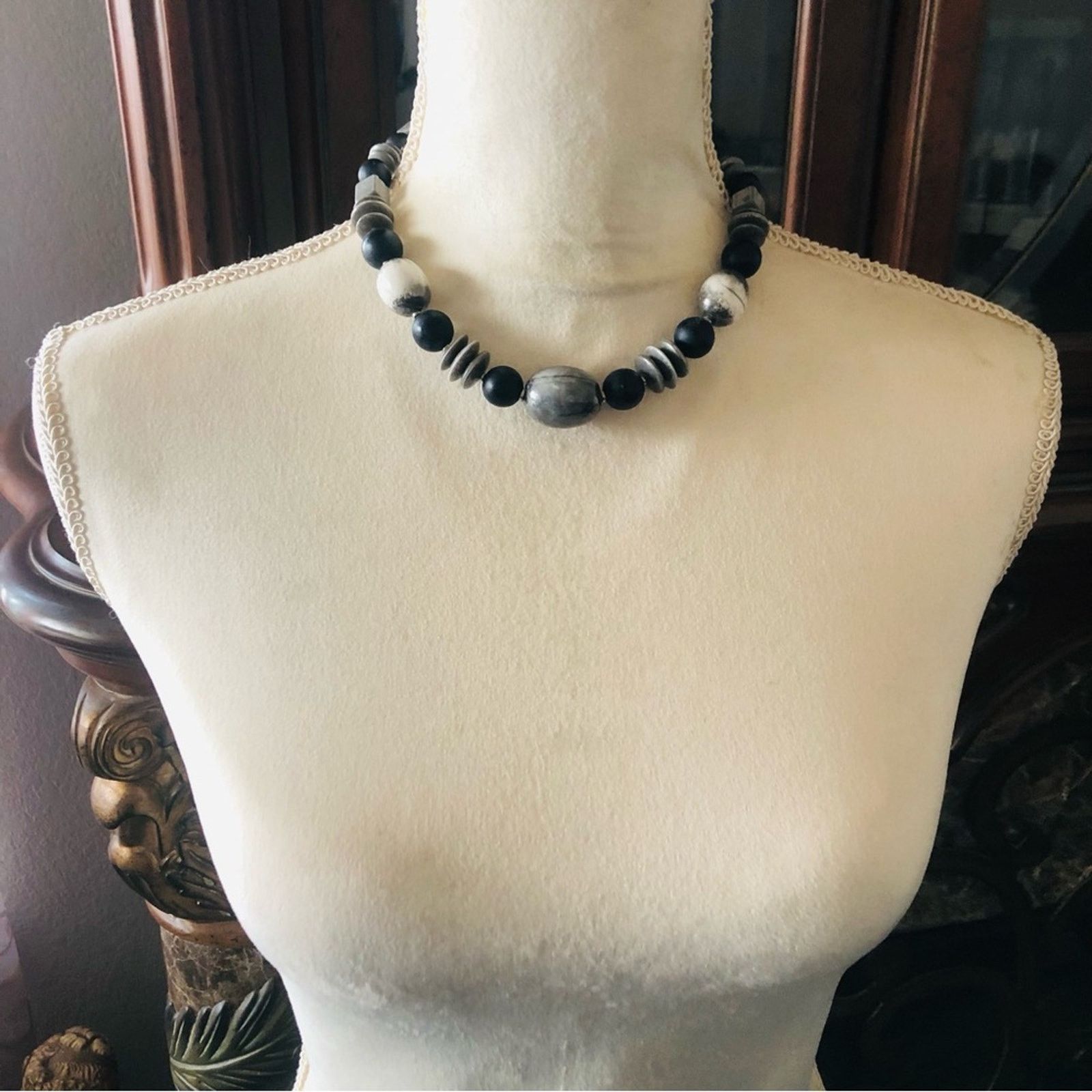 Vintage Vintage 80s gray ceramic bead necklace Size ONE SIZE - 4 Thumbnail