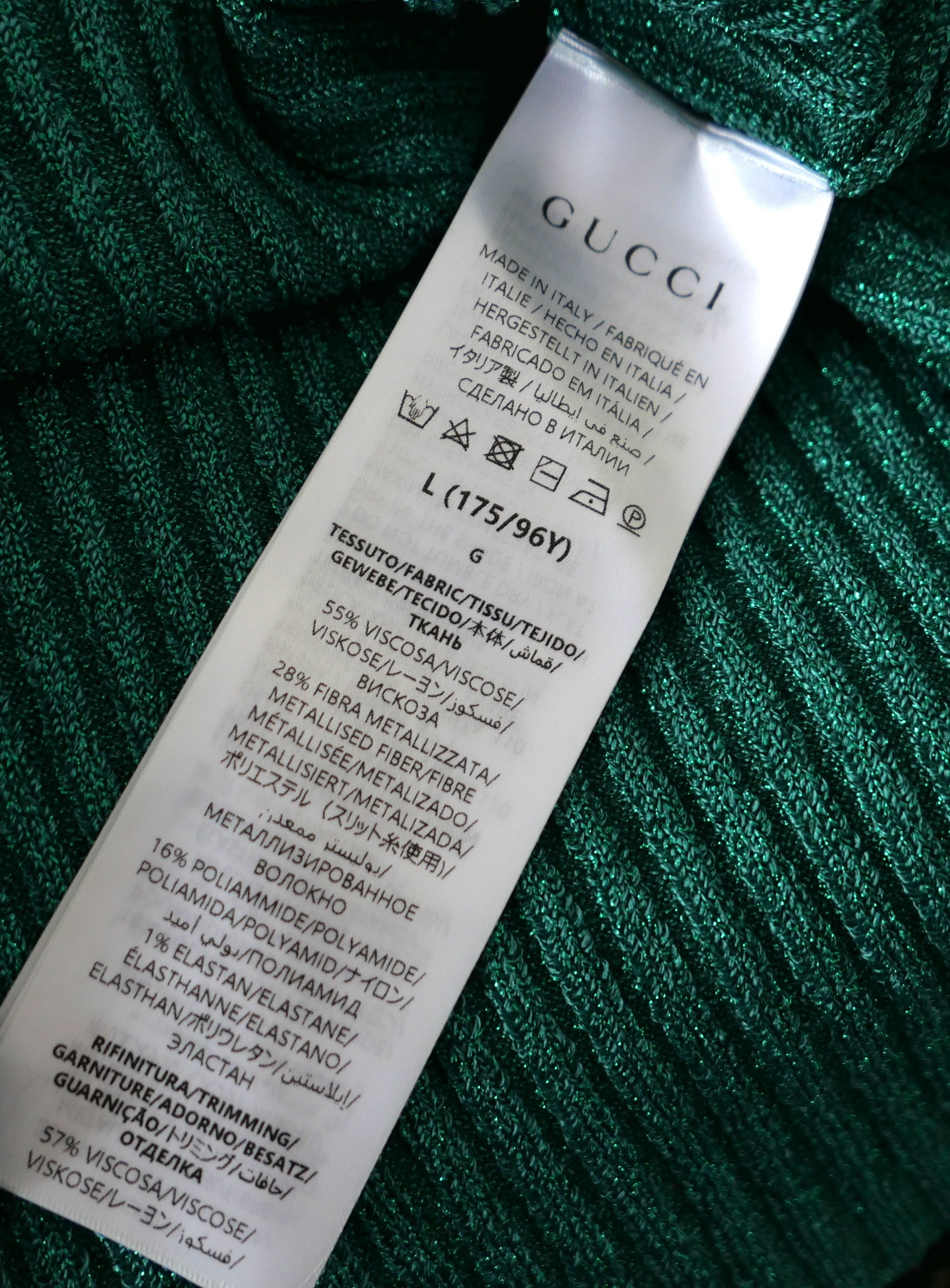 Gucci Gucci Green Lurex Cropped Sweater Top Size L / US 10 / IT 46 - 7 Thumbnail