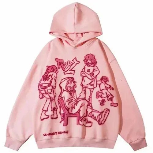 Japanese Brand Streetwear Harajuku Long Sleeve Pink Hooded Size ONE SIZE - 6 Thumbnail