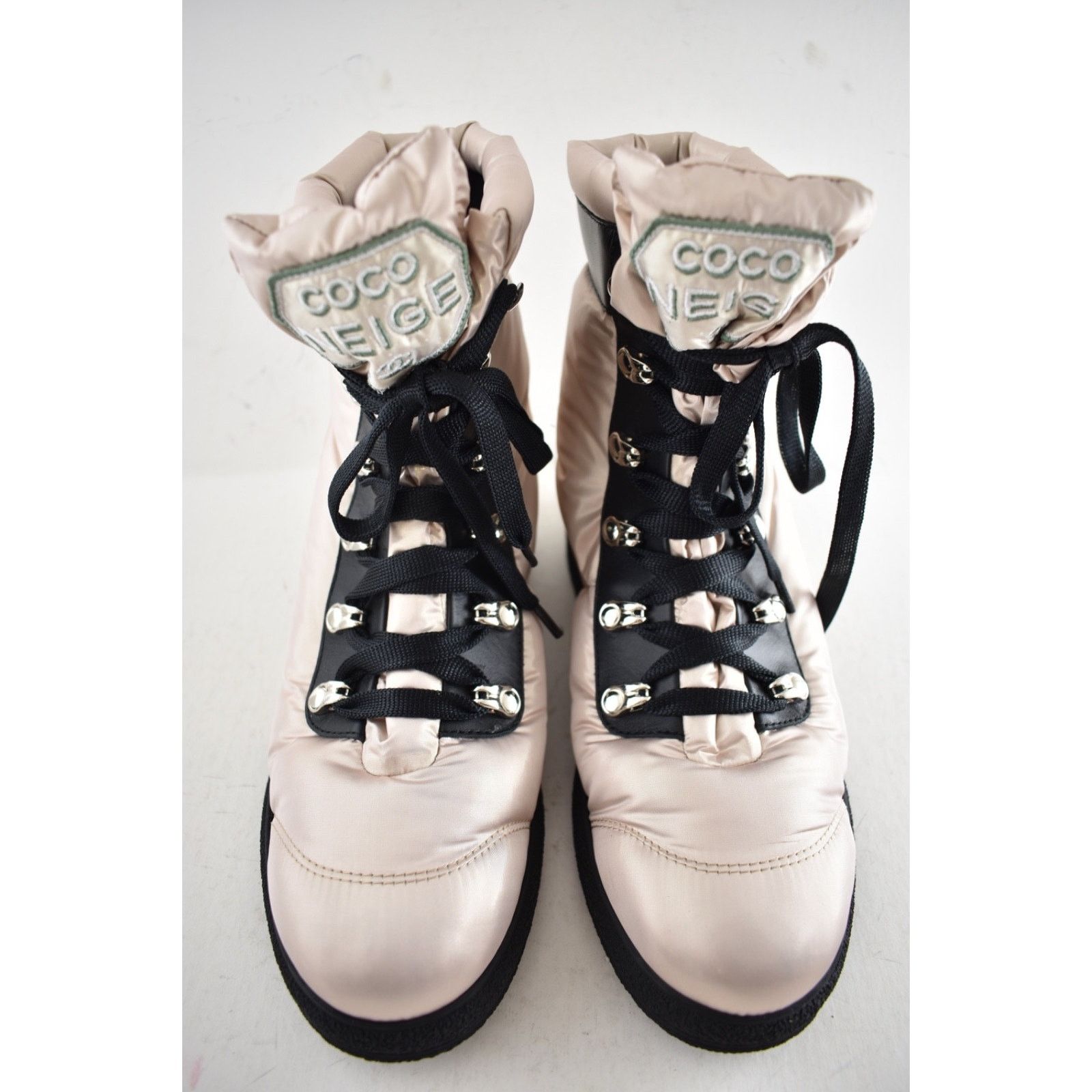 Chanel Chanel Coco Neige Pink Black CC Logo Combat Boots 37 Size US 7 / IT 37 - 6 Thumbnail