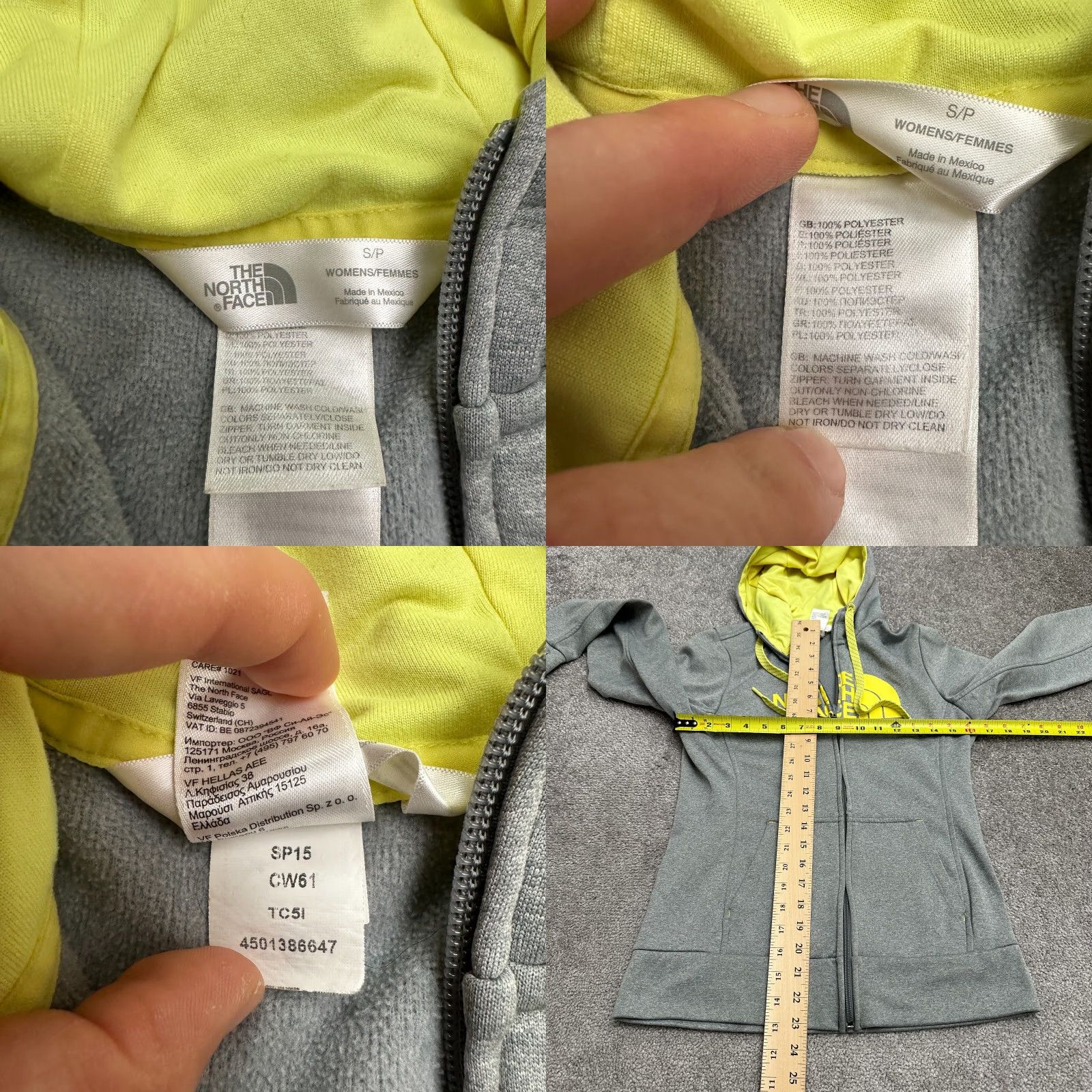 The North Face The North Face Full Zip Hoodie Women Small Gray Yellow Graphic Casual Womens Size S / US 4 / IT 40 - 8 Thumbnail