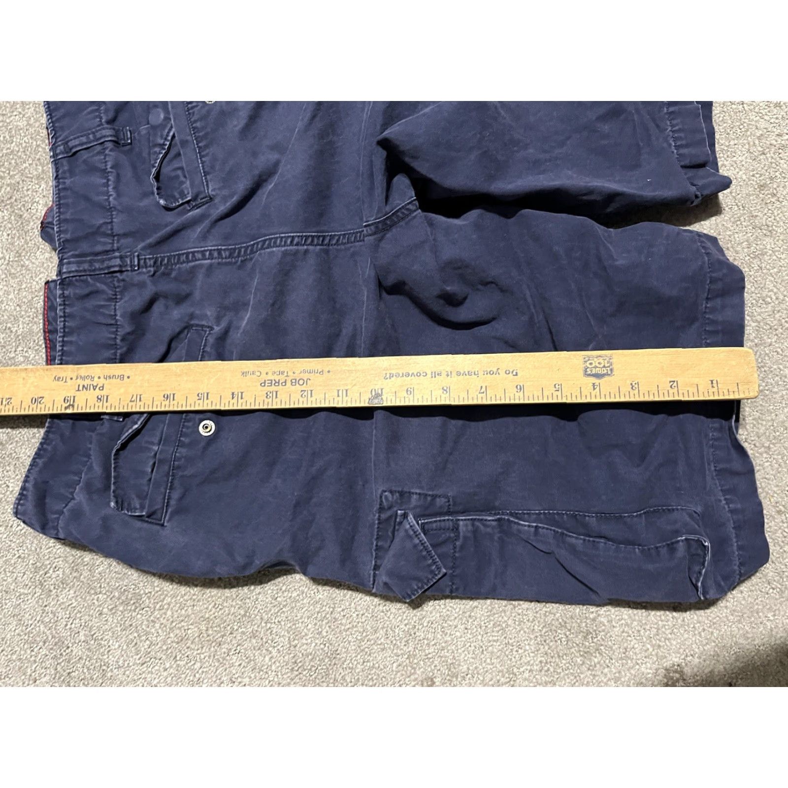 Gap VINTAGE Gap Cargo Shorts Mens 31 Navy Zip Fly Drawstring Pockets Buttoned Workwear Cotton Blue Pattern Solid Size US 31 - 4 Thumbnail