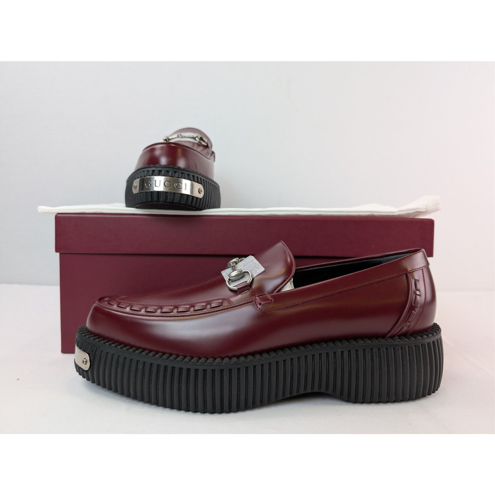 Gucci o1rshd1 Horsebit Creeper Loafer in Rosso Ancora Red leather Size US 11.5 / EU 44-45 - 21 Thumbnail