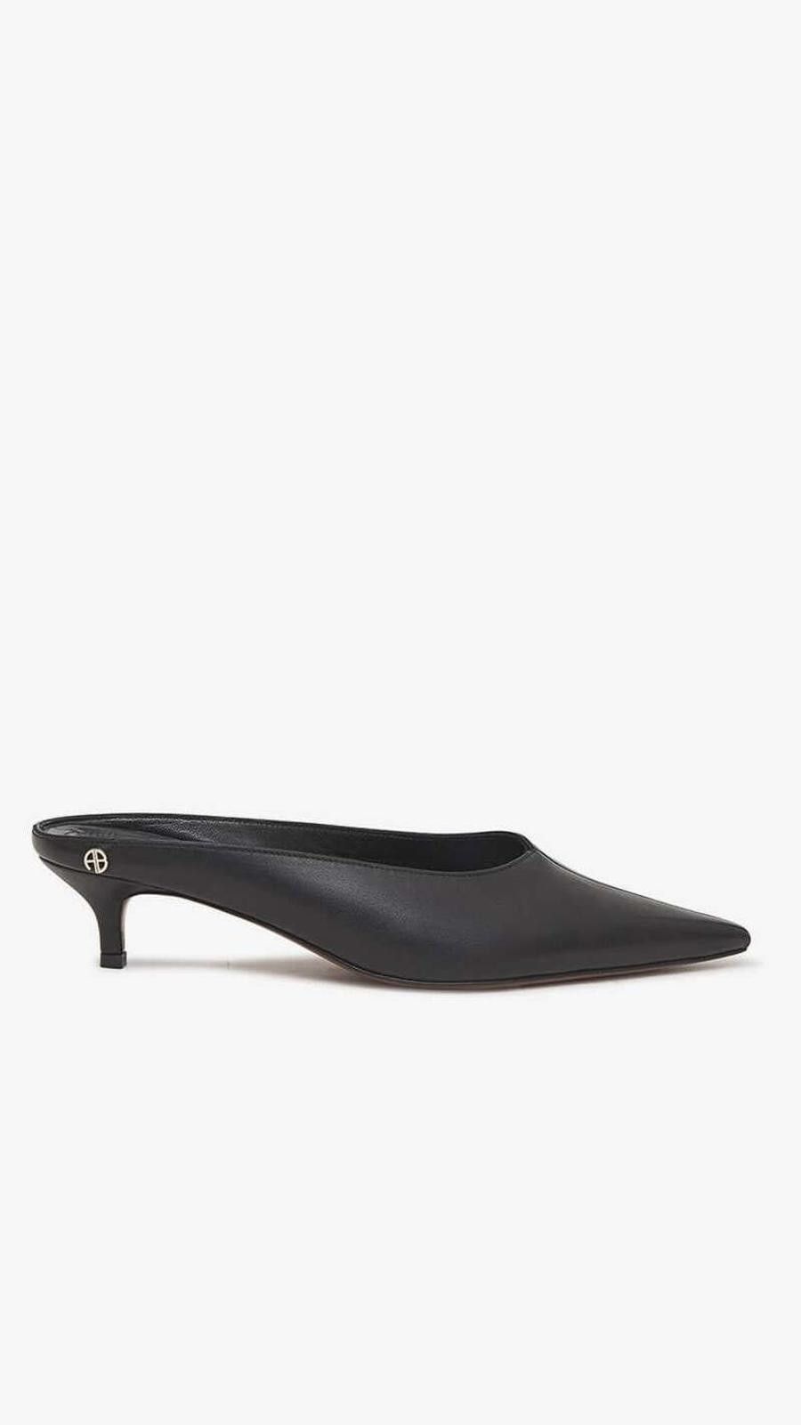 Designer Anine Bing Women 39 Black Rooney Mules Pointed Low Heel Pump Size US 9 / IT 39 - 4 Thumbnail