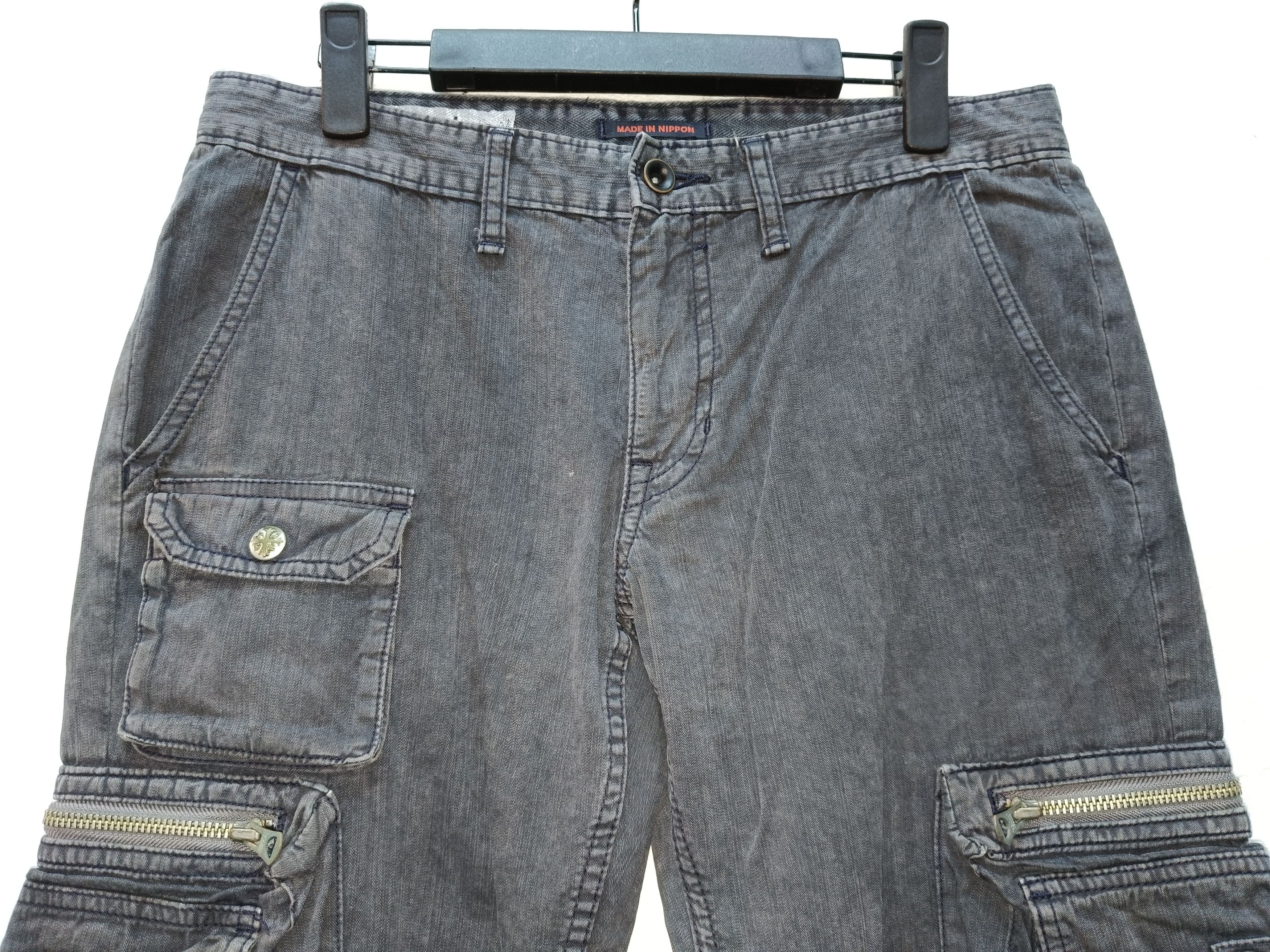 Japanese Brand Surplus 8 pockets faded black slim fit flare cargo pants Size US 32 / EU 48 - 6 Thumbnail