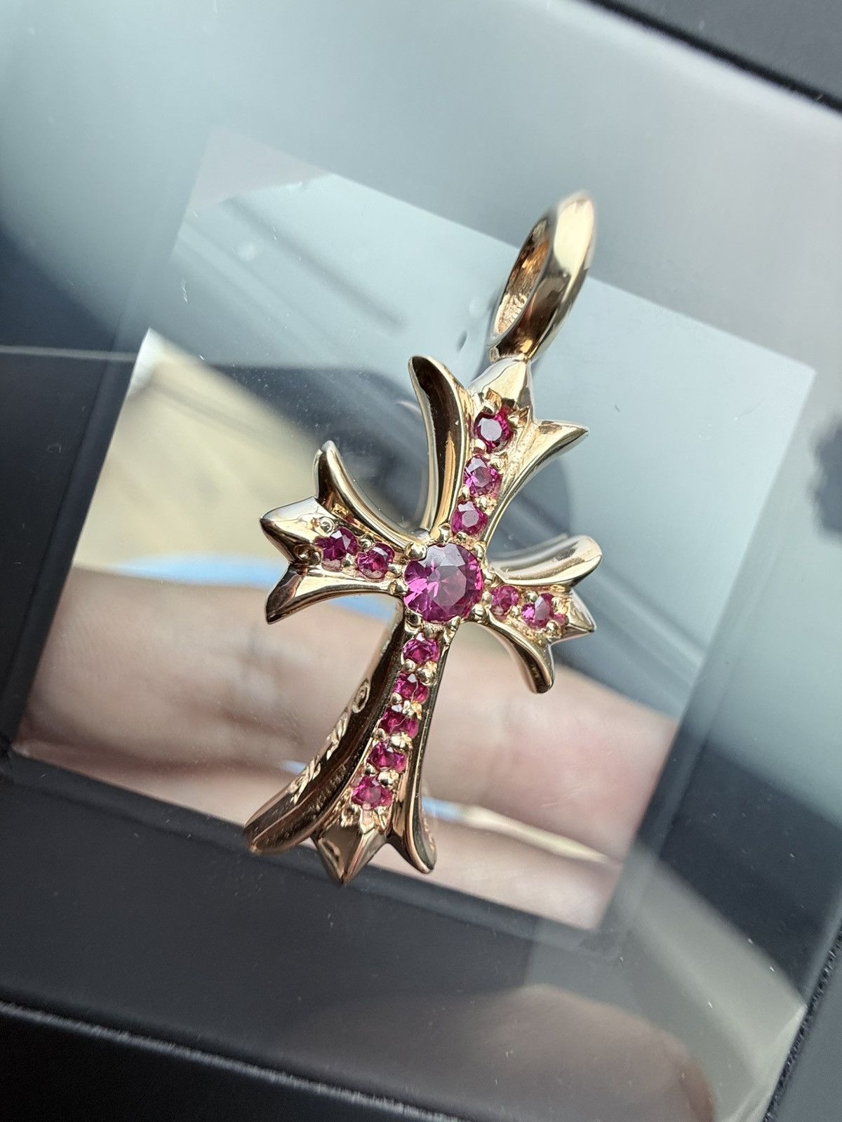 Chrome Hearts Yellow gold tiny fat cross with ruby stone Size ONE SIZE - 5 Thumbnail