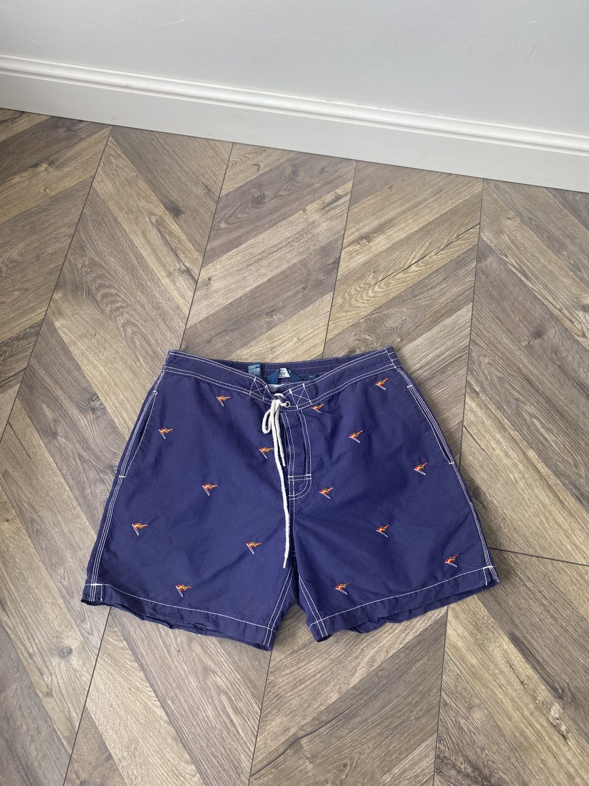Polo Ralph Lauren × Vintage VINTAGE Polo Ralph Swim Trunks Blue Board Shorts 90s 00s Size US 31 - 1 Thumbnail