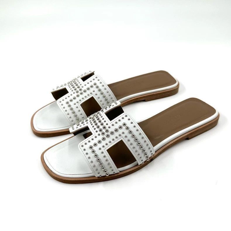 Hermes Hermes White and Brown H Sandals-2506 Size US 6 / IT 36 - 3 Thumbnail