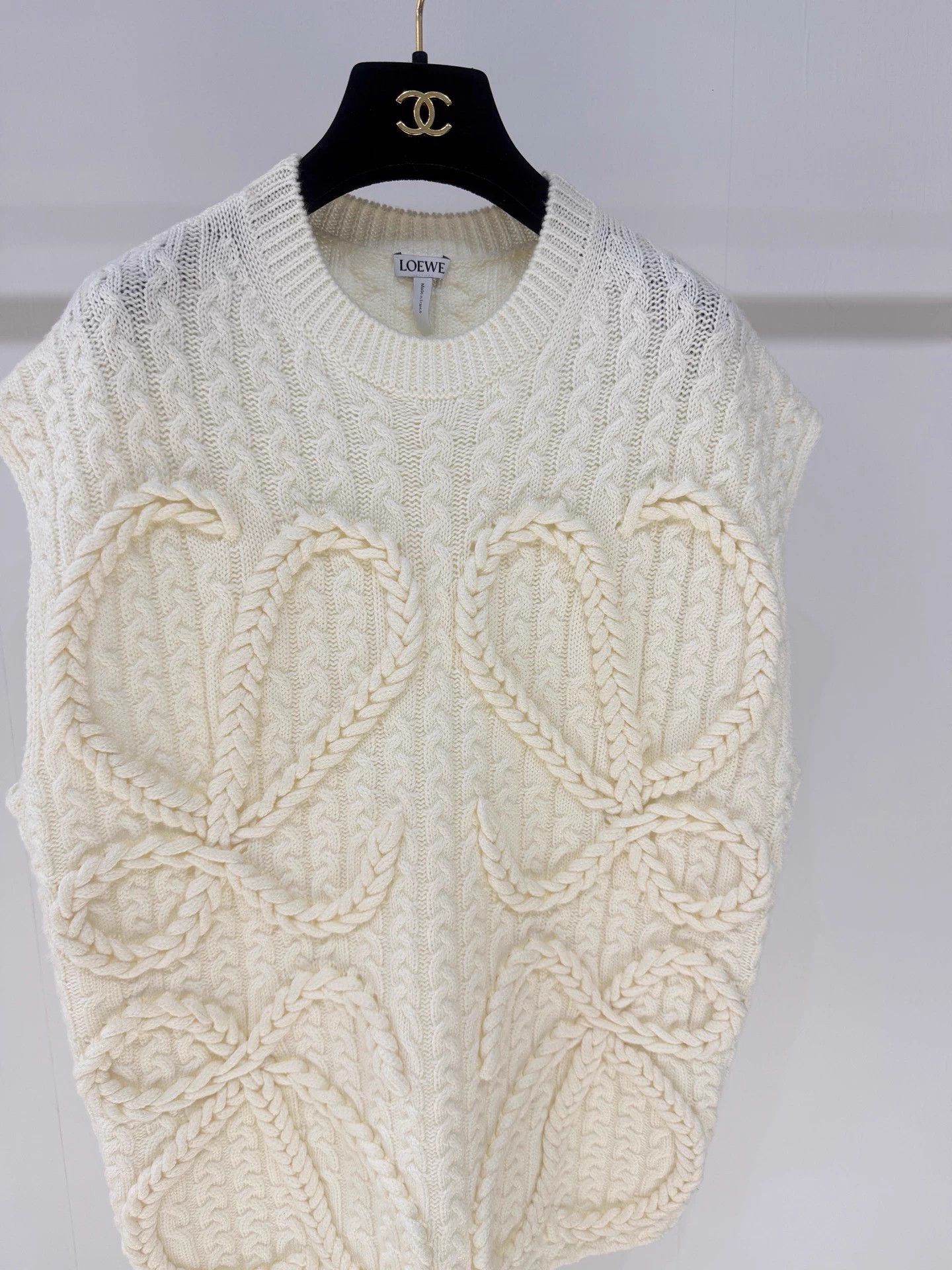 Loewe Loewe 25 knit logo oversized cream wool top S Size S / US 4 / IT 40 - 2 Thumbnail