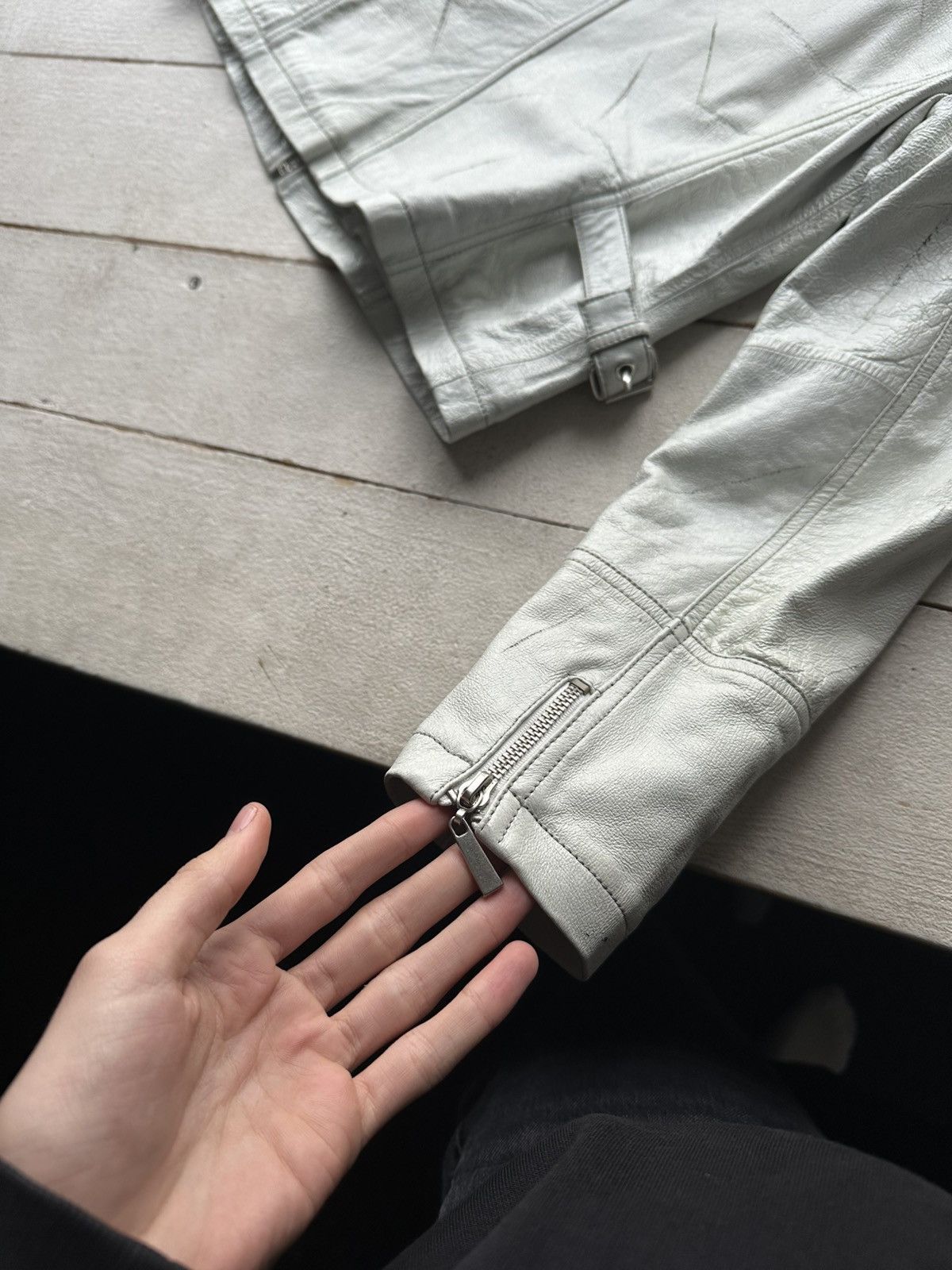 Other 🚨Y2K RICK OWENS TYPE DIRTY SLIM FIT ZIP LEATHER JACKET Size M / US 6-8 / IT 42-44 - 11 Thumbnail
