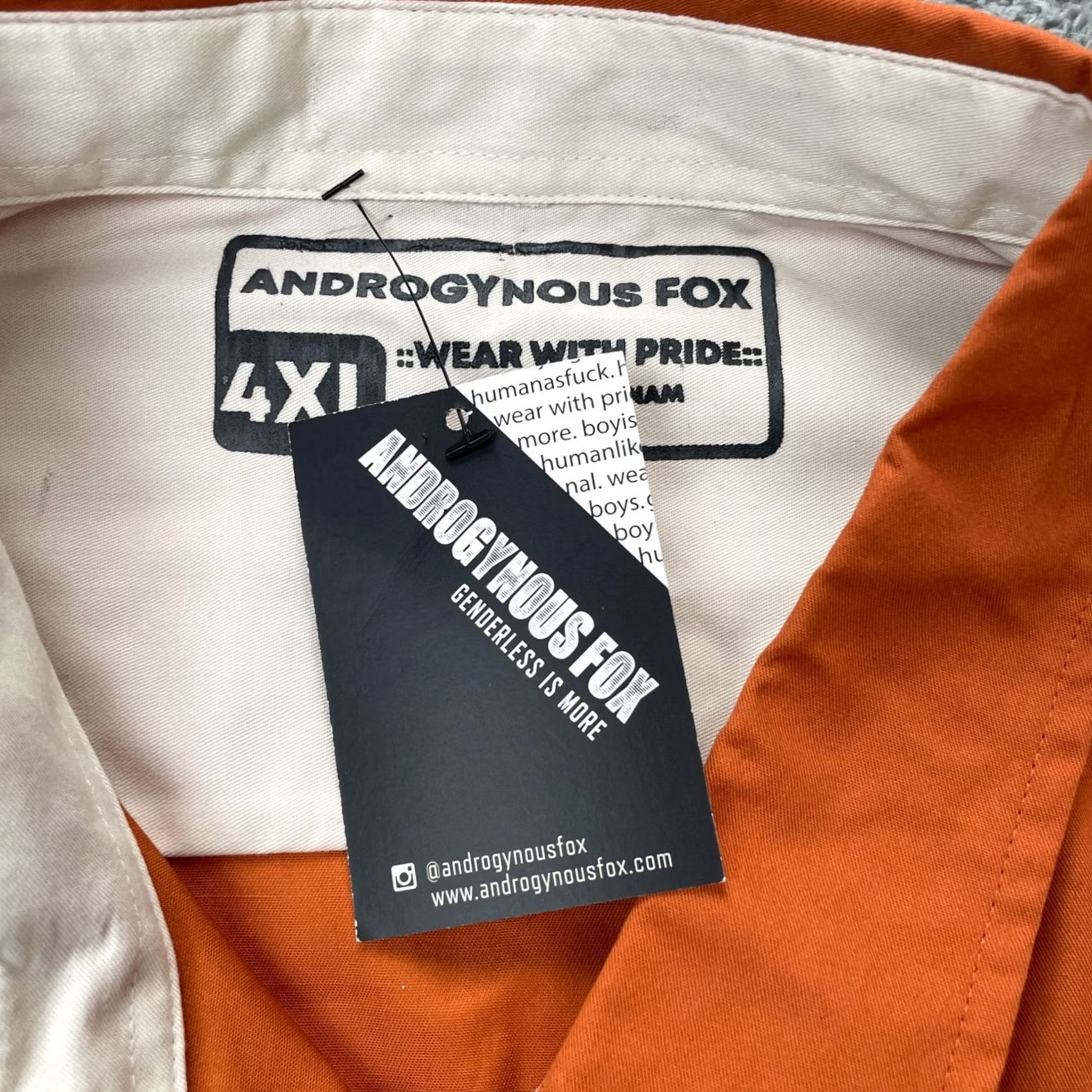 Vintage Androgynous Fox Shirt XXXXL Orange Cotton Button Up Casual Classic Pride Womens Regular Short Sleeve Collared Button-Up Size XXL / US 16-18 / IT 52-54 - 4 Thumbnail